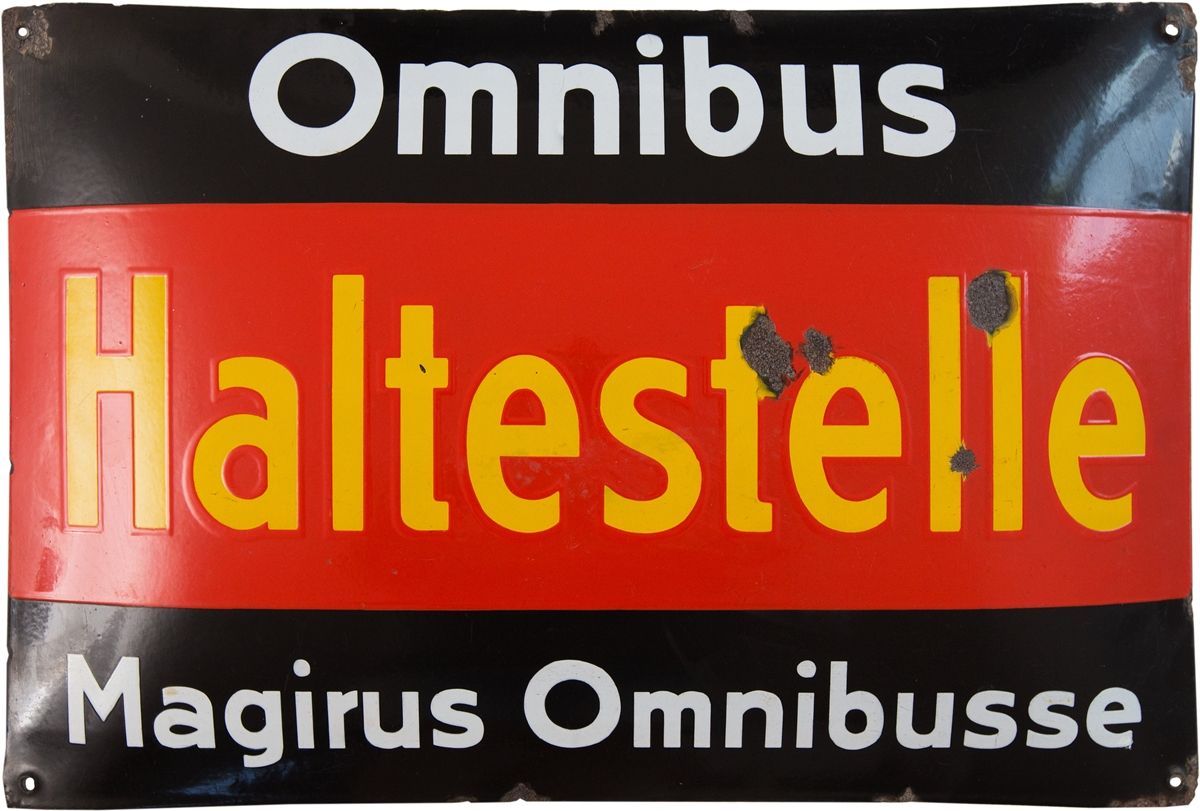 Null Plaque en émail Omnibus Magirus Omnibus, Ulm vers 1930

Plaque en émail for&hellip;