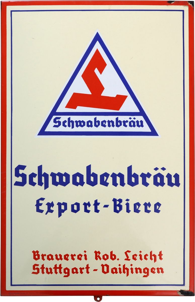 Null Plaque en émail Schwabenbräu, brasserie Rob. Leicht, Stuttgart-Vaihingen, v&hellip;