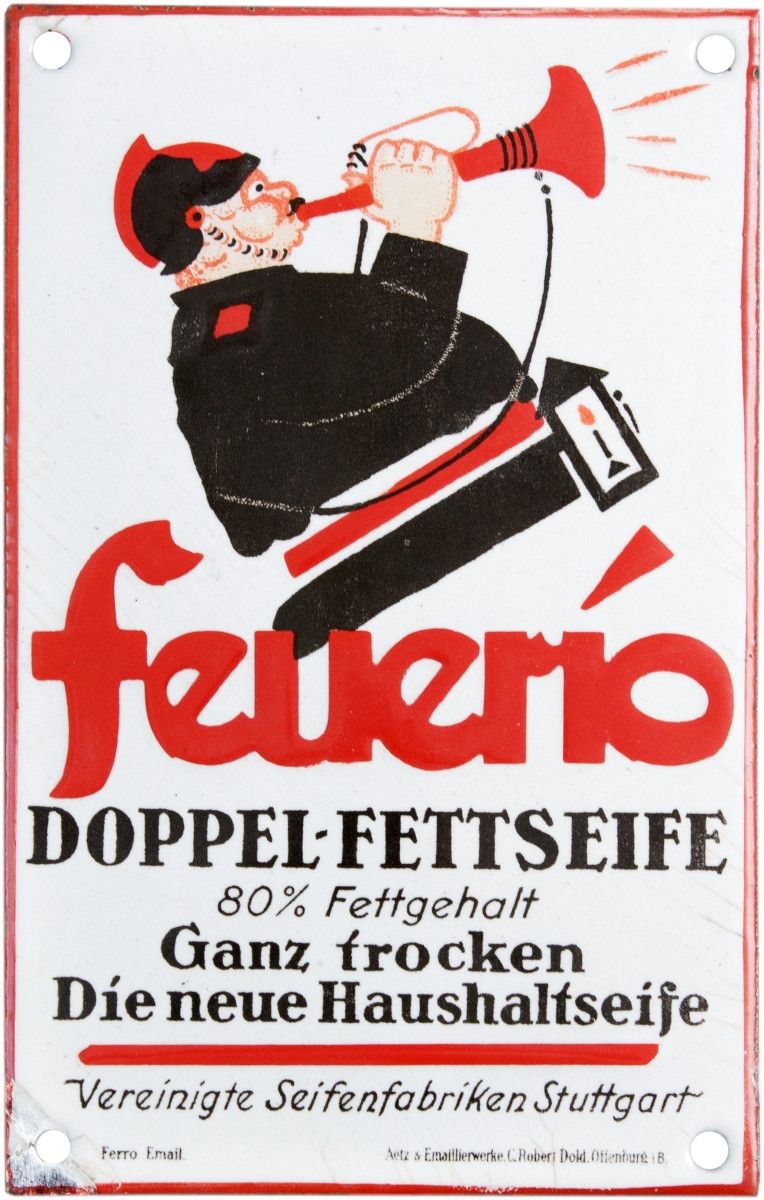Null Plaque de porte en émail Feuerio Seife, Stuttgart, vers 1910

Plaque en éma&hellip;