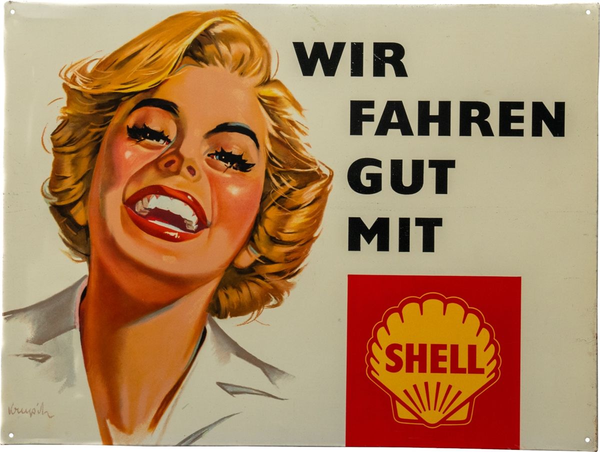 Null Panneau en tôle Shell dans un état de rêve ! Signé, Hambourg, vers 1950

Pa&hellip;