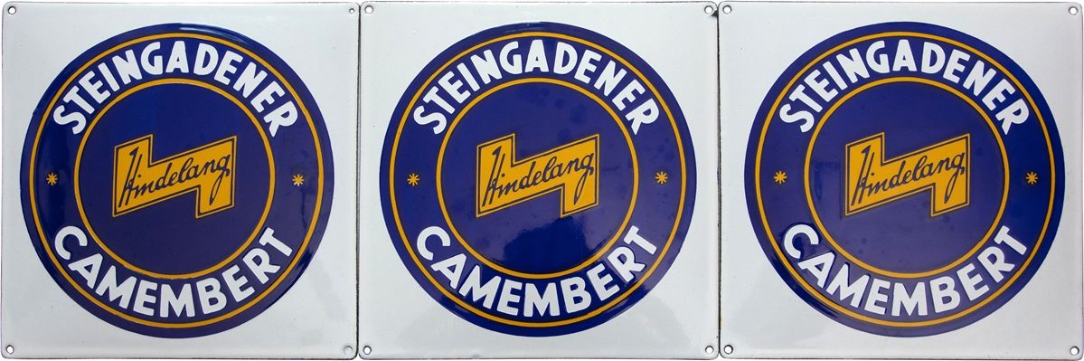 Null 3 plaques en émail Camembert de Steingaden, Steingaden, vers 1930

Trois en&hellip;