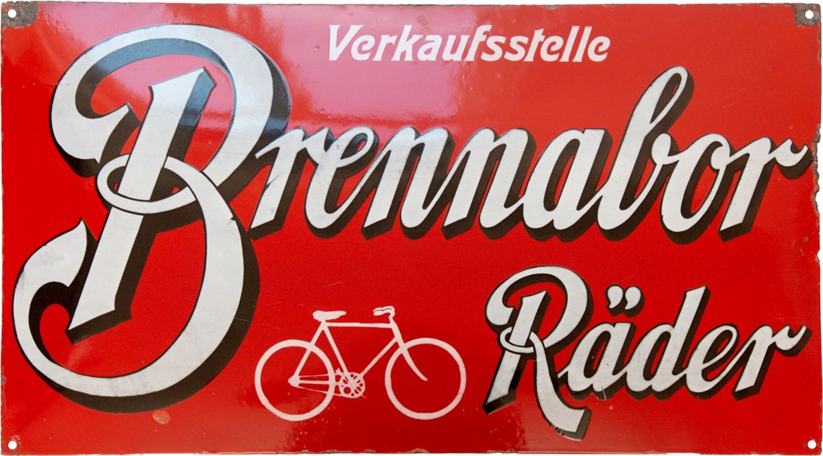 Null Insegna smaltata Brennabor bicycles, Brandenburg an der Havel, 1920 ca.

In&hellip;