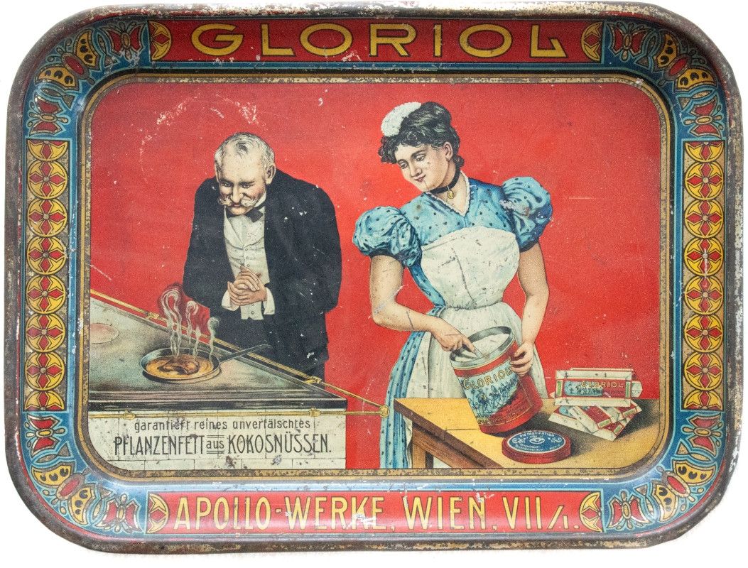 Null Graisse de coco Gloriol, plateau publicitaire, Apollo-Werke, Vienne, vers 1&hellip;
