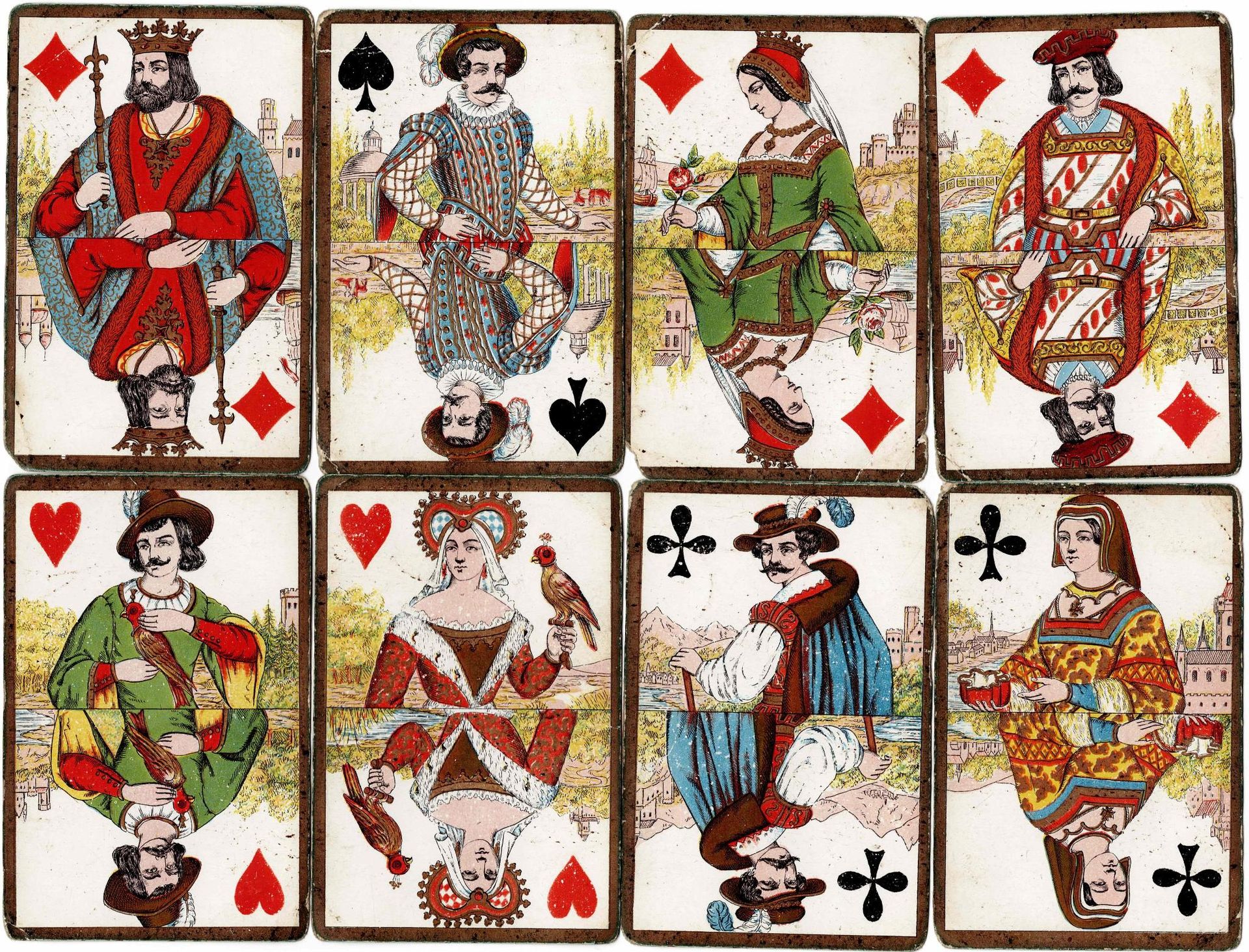Null JEU « Cartes Moyen-Age », Daveluy, Bruges, c.1860, 52 cartes (dont 20 point&hellip;
