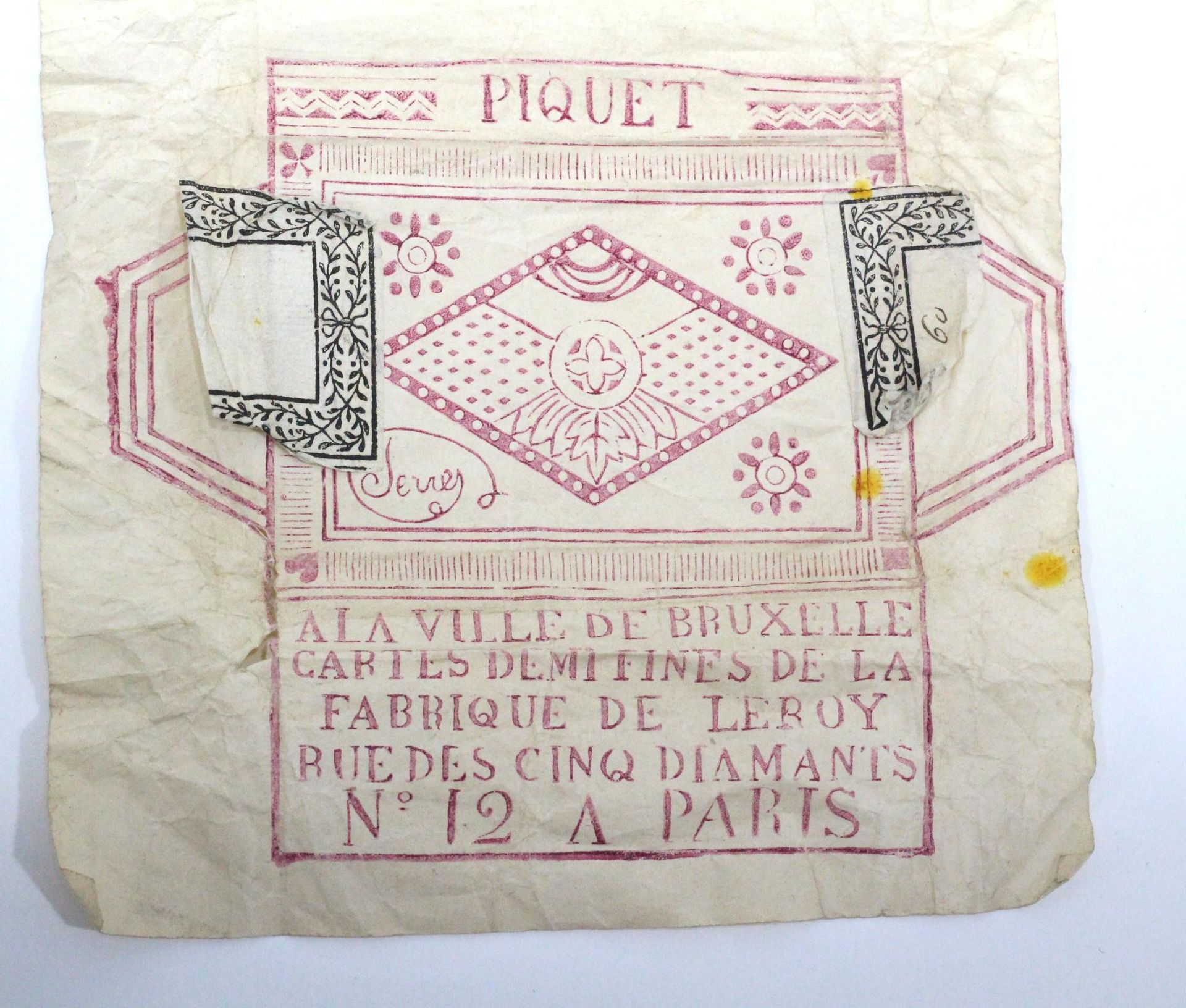 Null ENVELOPPE von Piquet "A la ville de Bruxelles, cartes demi-fines de la Fabr&hellip;