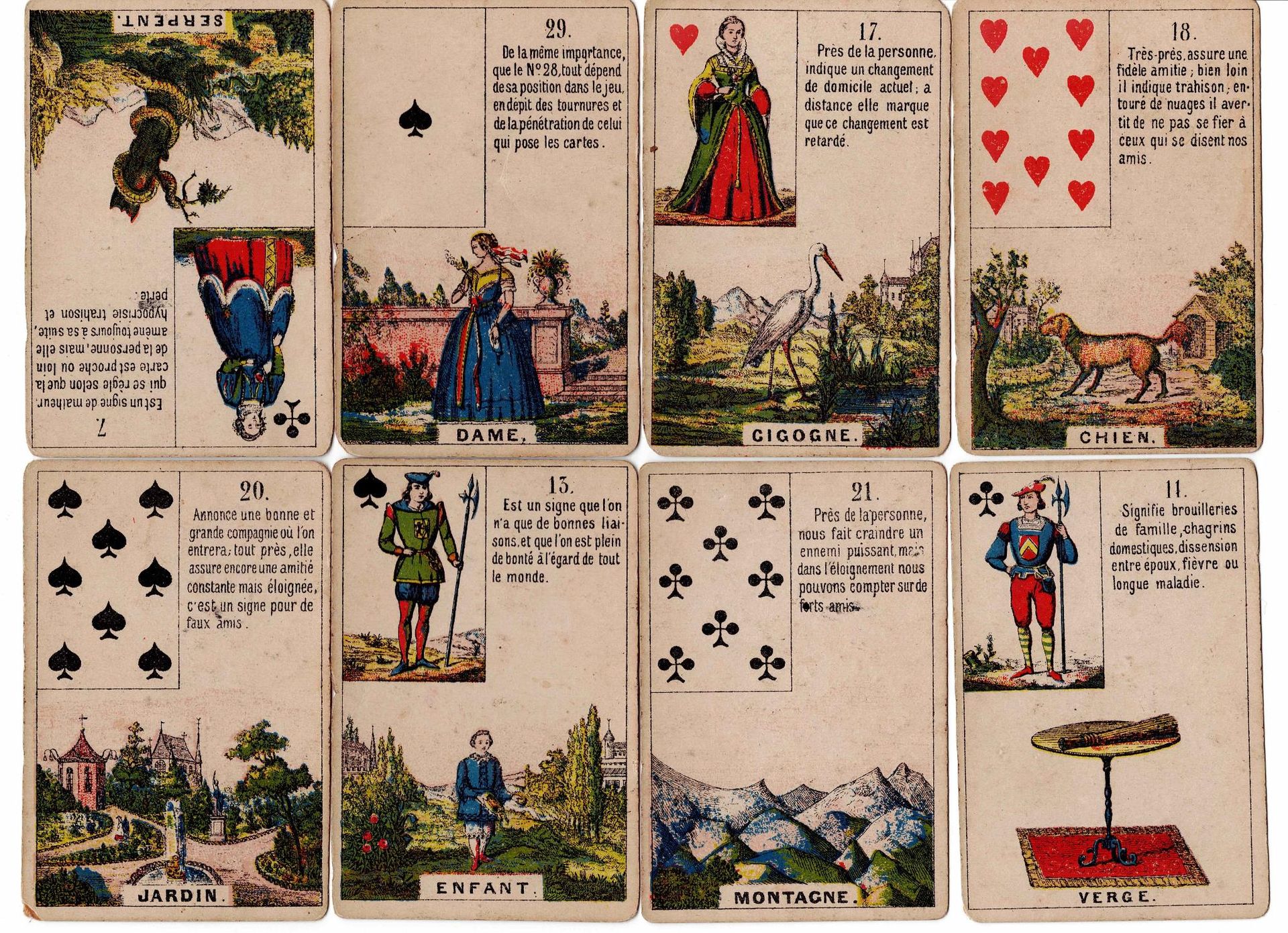 Null PETIT LENORMAND DAVELUY, Brügge, um 1880, Chromolithographie, 36 Karten, ru&hellip;