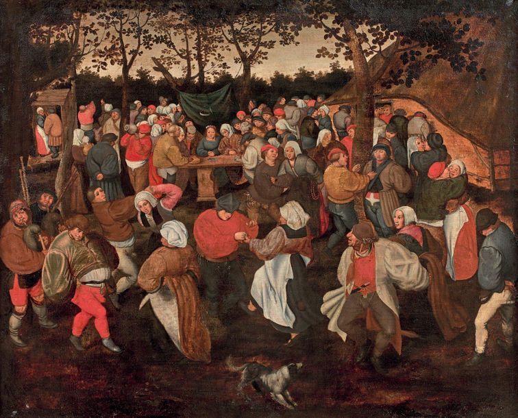 Marten van CLEVE (1524-1581) 
La danse de noce paysanne
Panneau transposé sur to&hellip;