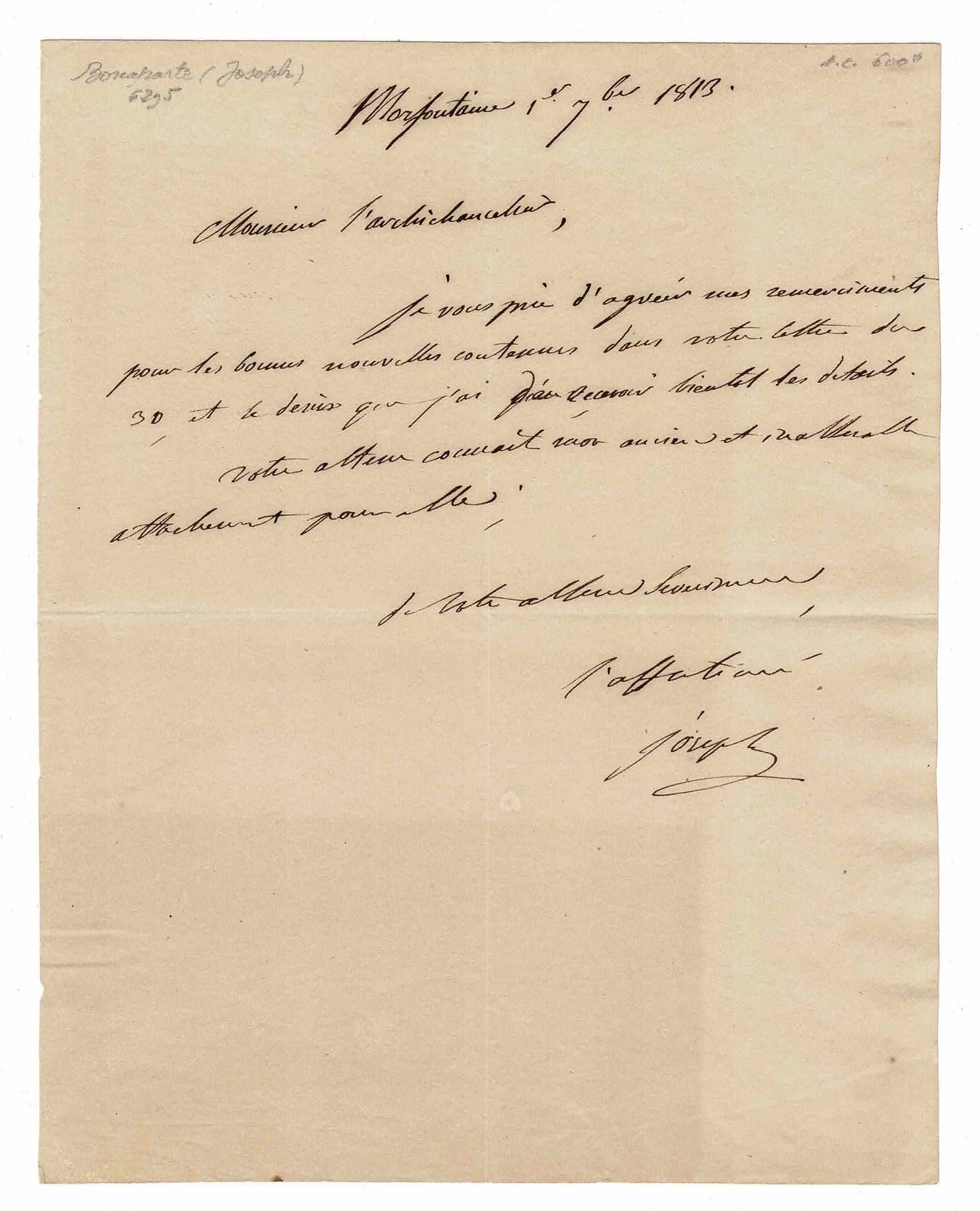 HISTORY - BONAPARTE Joseph (1768 - 1844) - Autograph letter signed 拿破仑的兄长，先是律师，后&hellip;