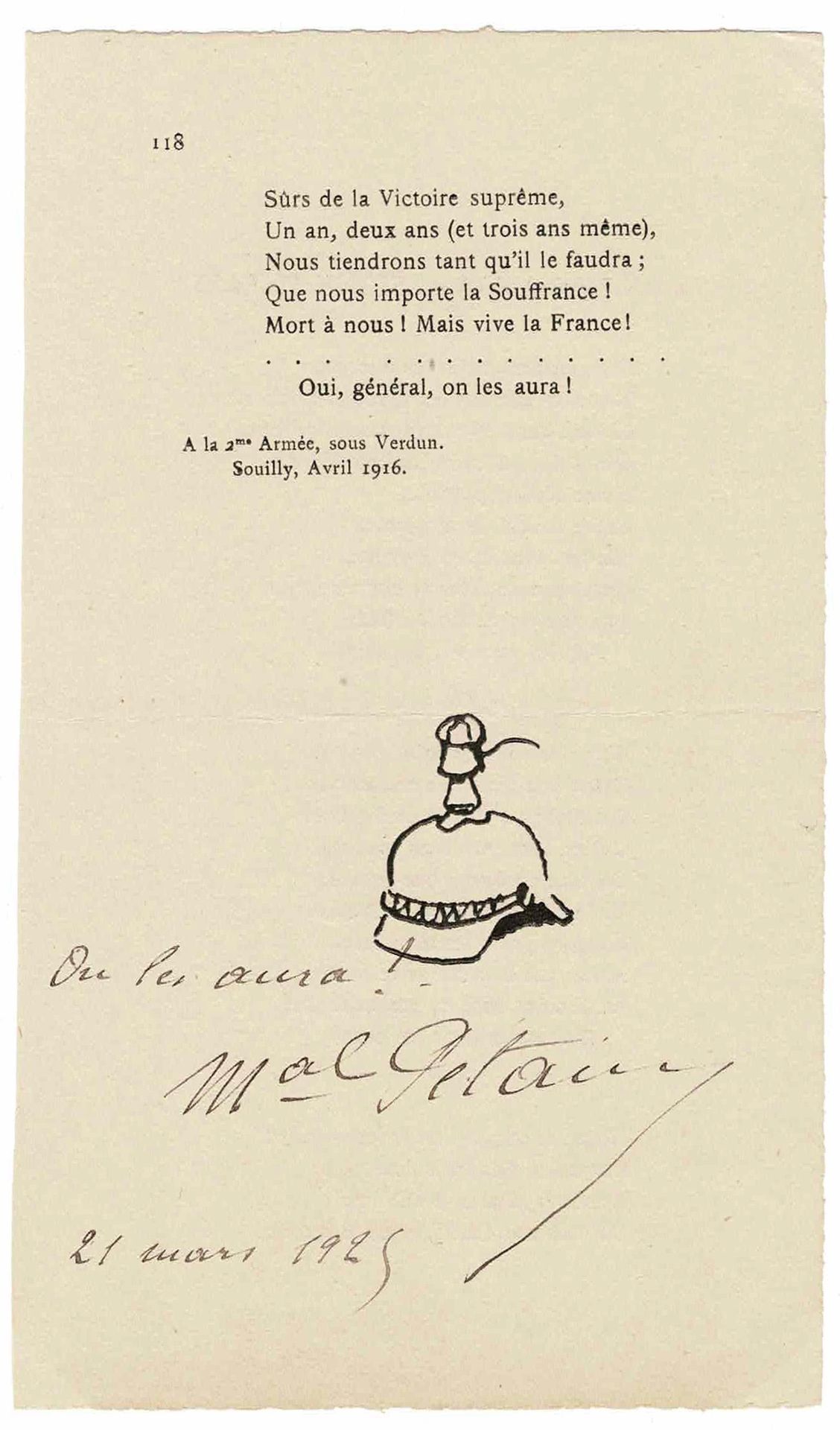 HISTORY - PETAIN Philippe (1856 - 1951) - autograph signature Diplômé de Saint C&hellip;