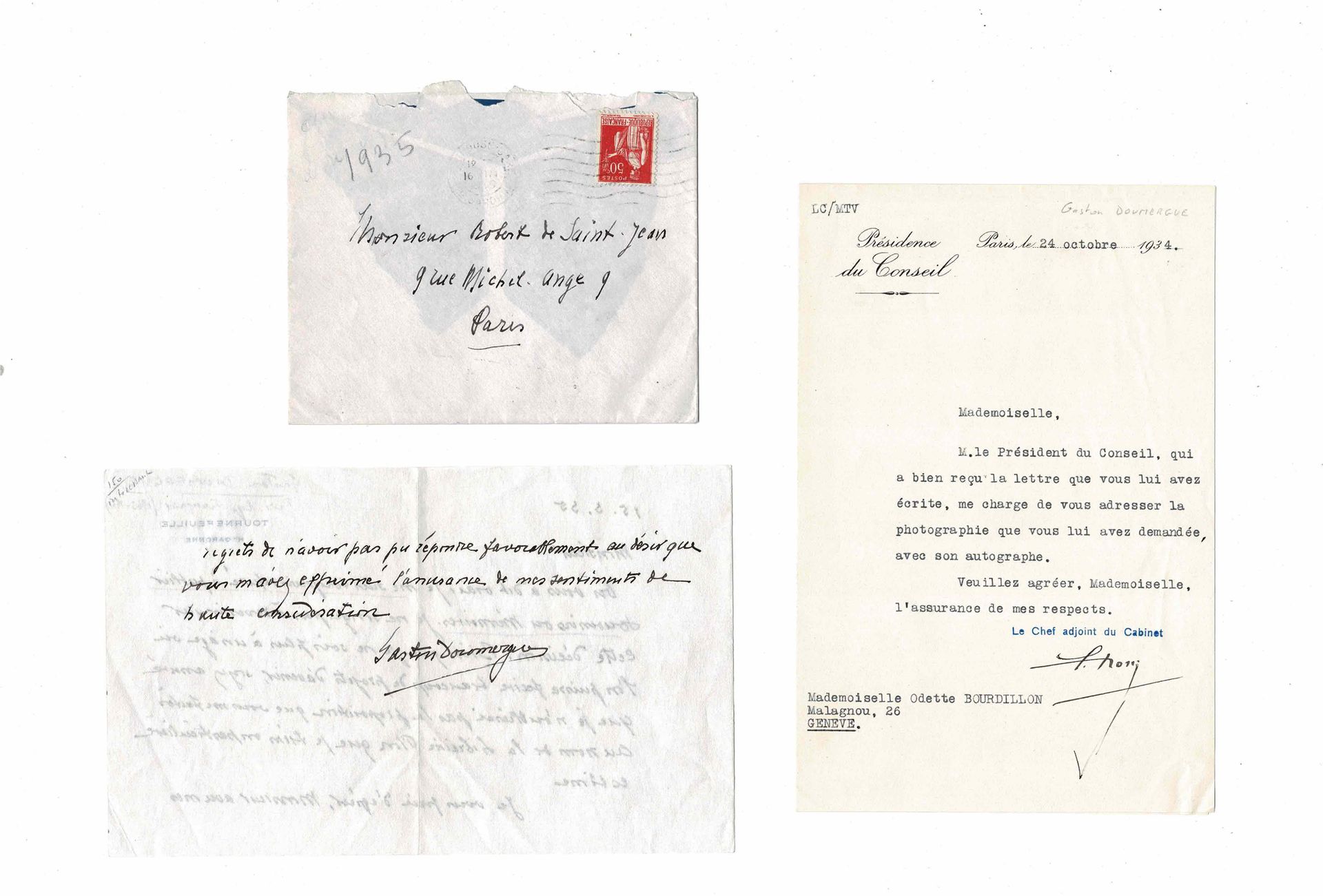 HISTORY - DOUMERGUE Gaston (1863 - 1937) - Autograph letter signed Il entre au g&hellip;