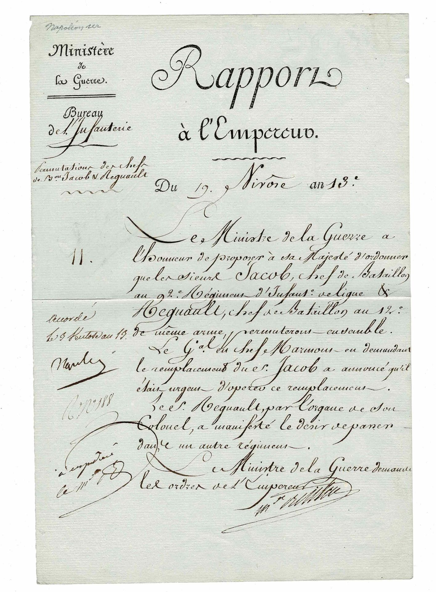 HISTORY - BONAPARTE Napoleon I (1769 - 1821) - Letter signed "Rapport à l'Empere&hellip;
