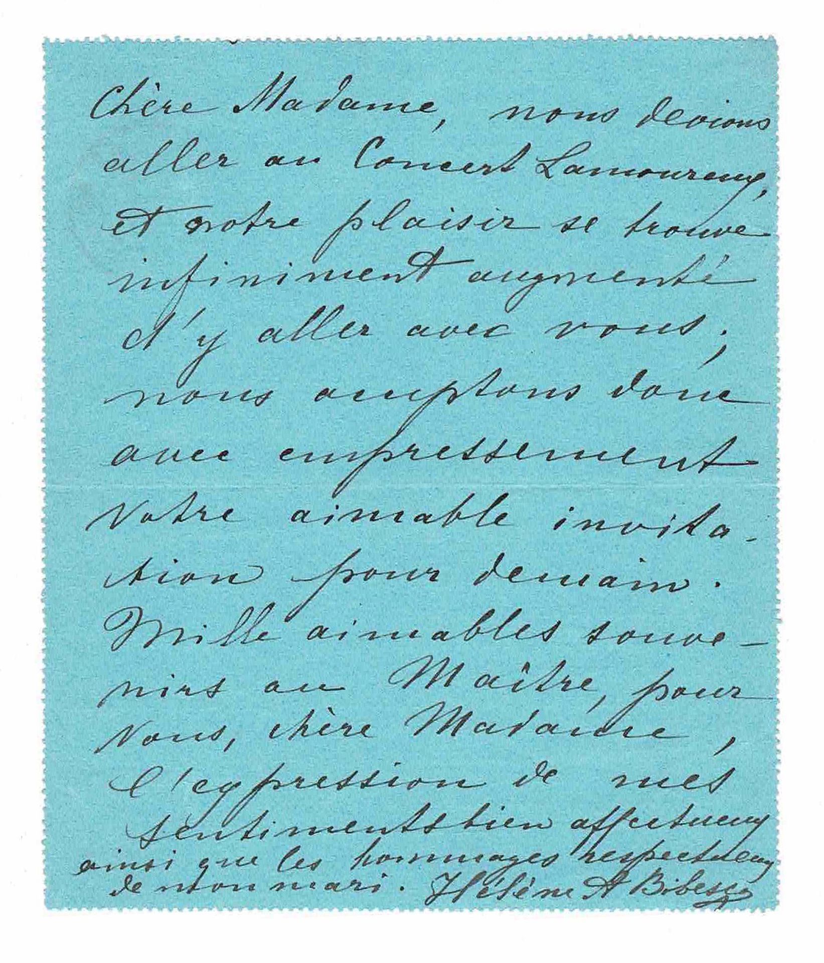 HISTORY - BIBESCO Hélène A. (1855 - 1902) - Autograph letter signed Née Elena Co&hellip;