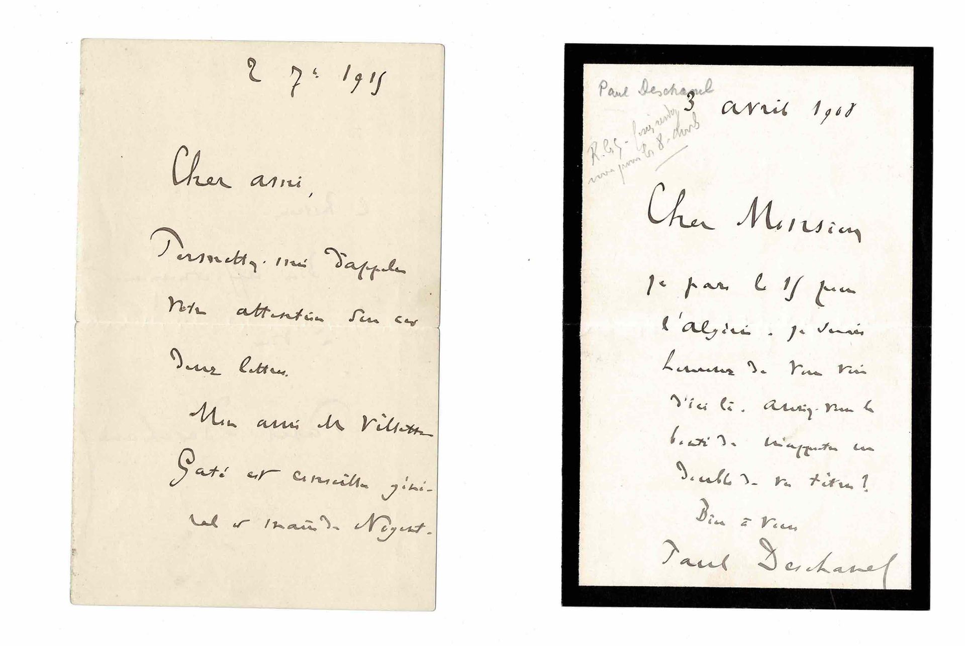 HISTORY - DESCHANEL Paul (1855 - 1922) - Autograph letter signed Fils d'Emile. M&hellip;