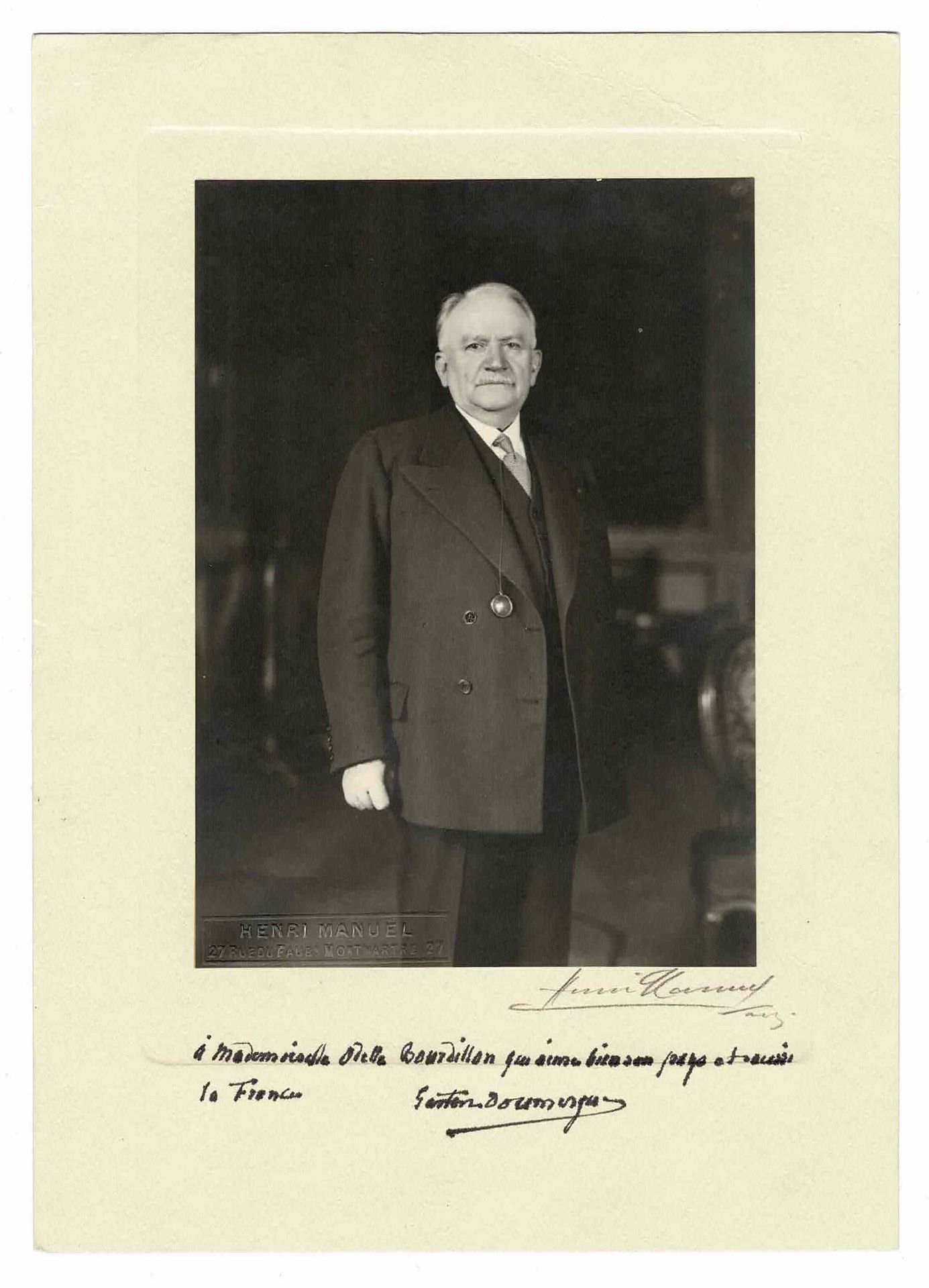 HISTORY - DOUMERGUE Gaston (1863 - 1937) - Photograph with autograph dedication &hellip;