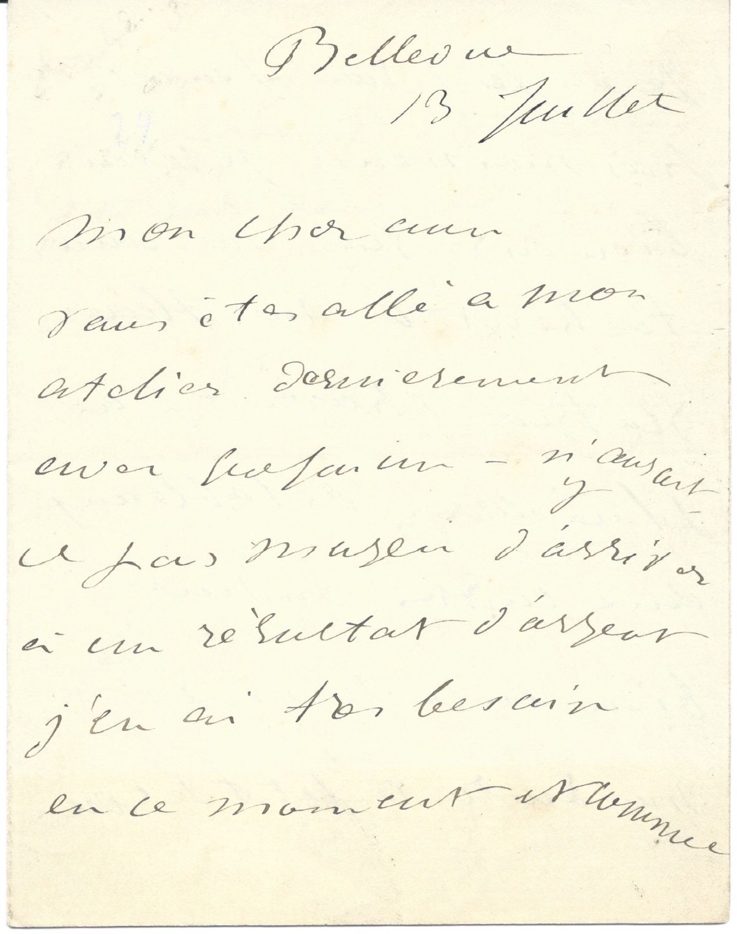 ART - MANET Édouard (1832 - 1883) - Autograph letter signed Lettre autographe si&hellip;