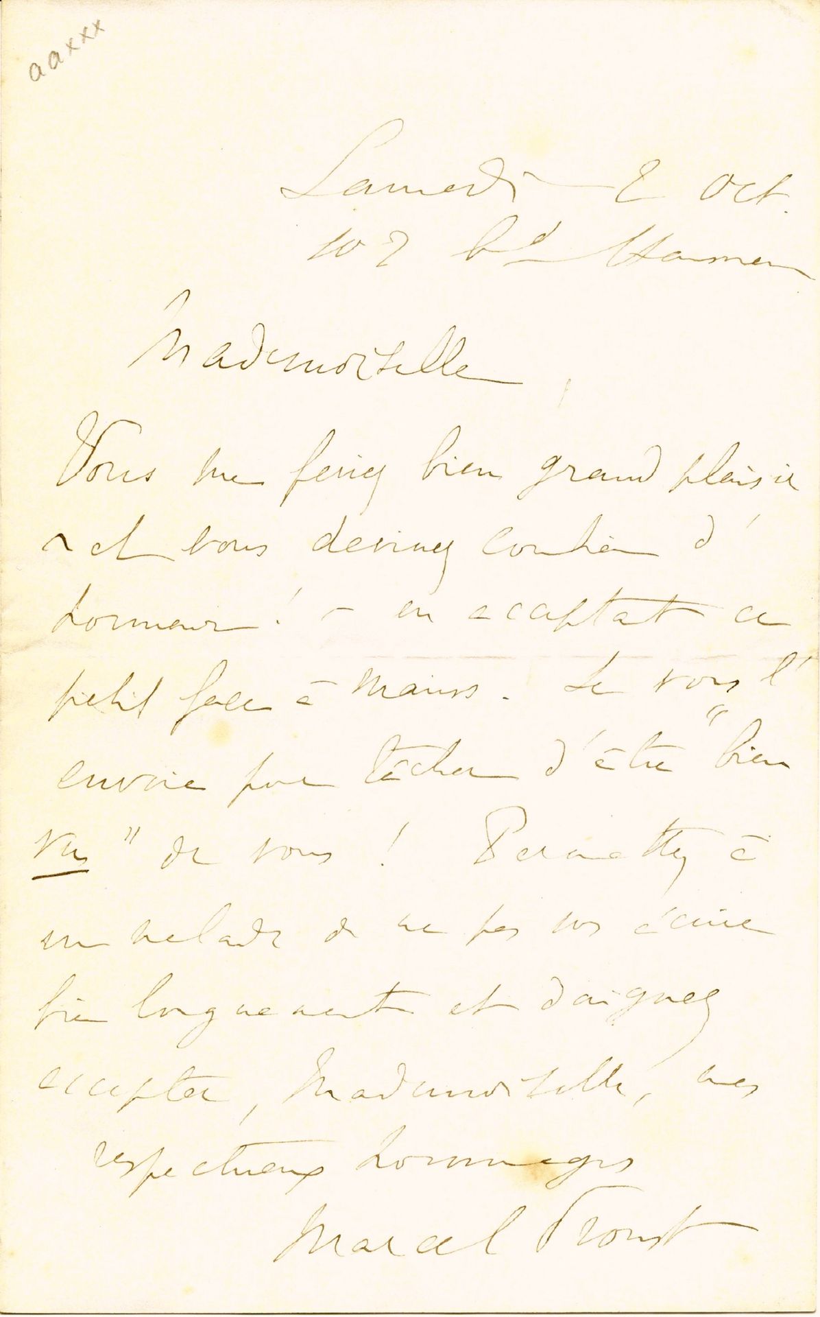 LITERATURE - PROUST Marcel (1871 - 1922) - Autograph letter signed Lettre autogr&hellip;