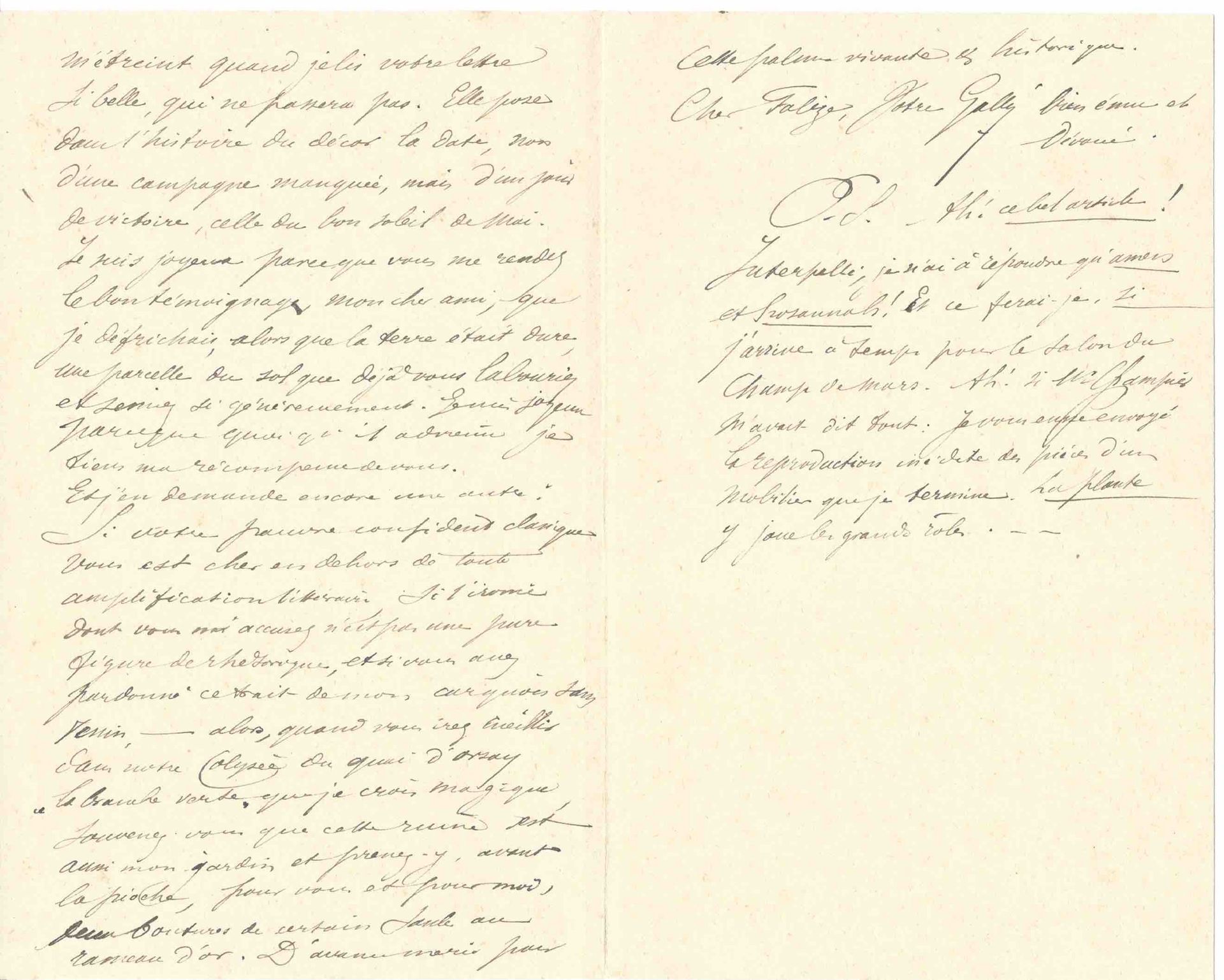 ART - GALLÉ Émile (1846 - 1904) - Autograph letter signed Lettre autographe sign&hellip;