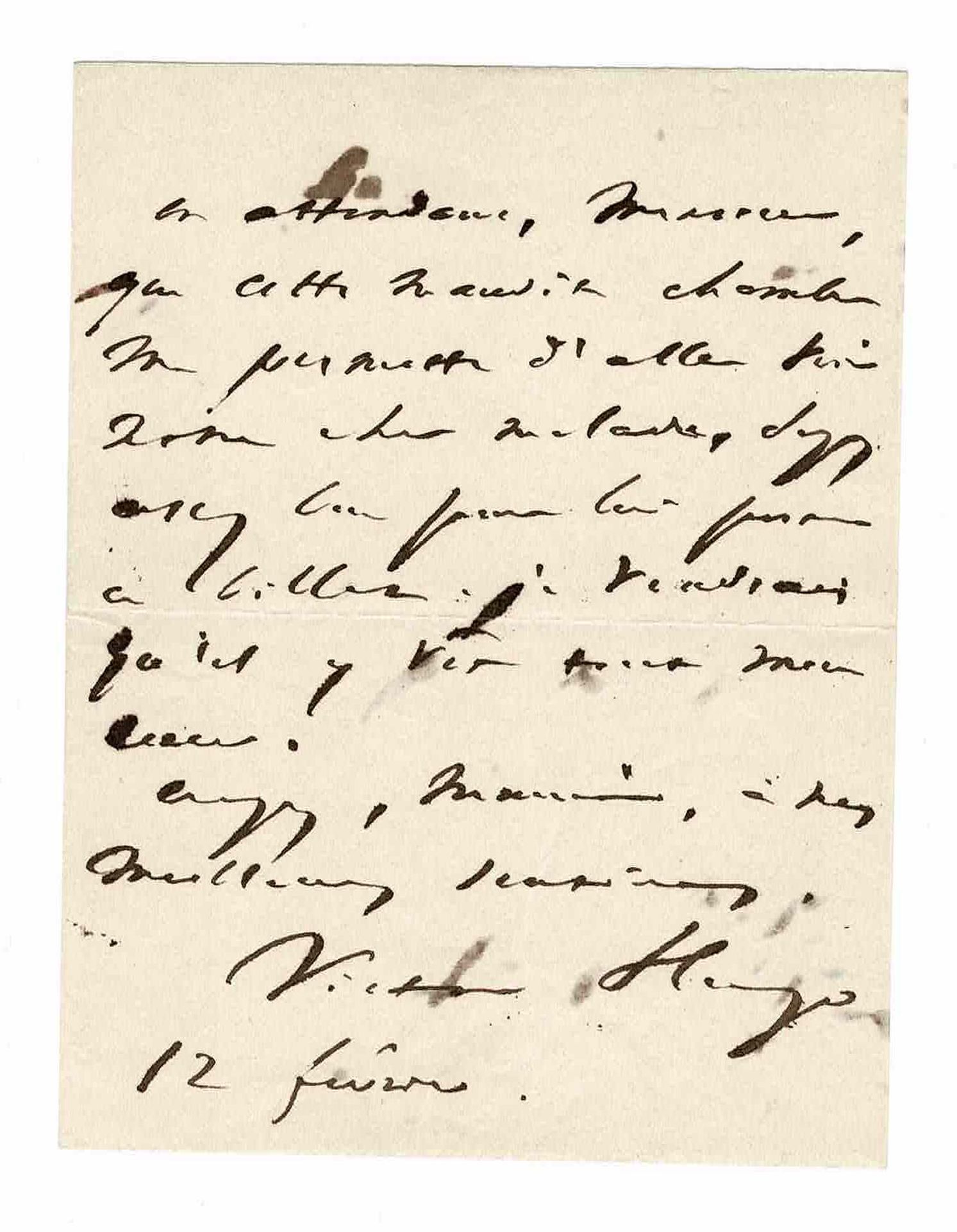 LITERATURE - HUGO Victor (1802 - 1885) - Autograph letter signed Lettre autograp&hellip;