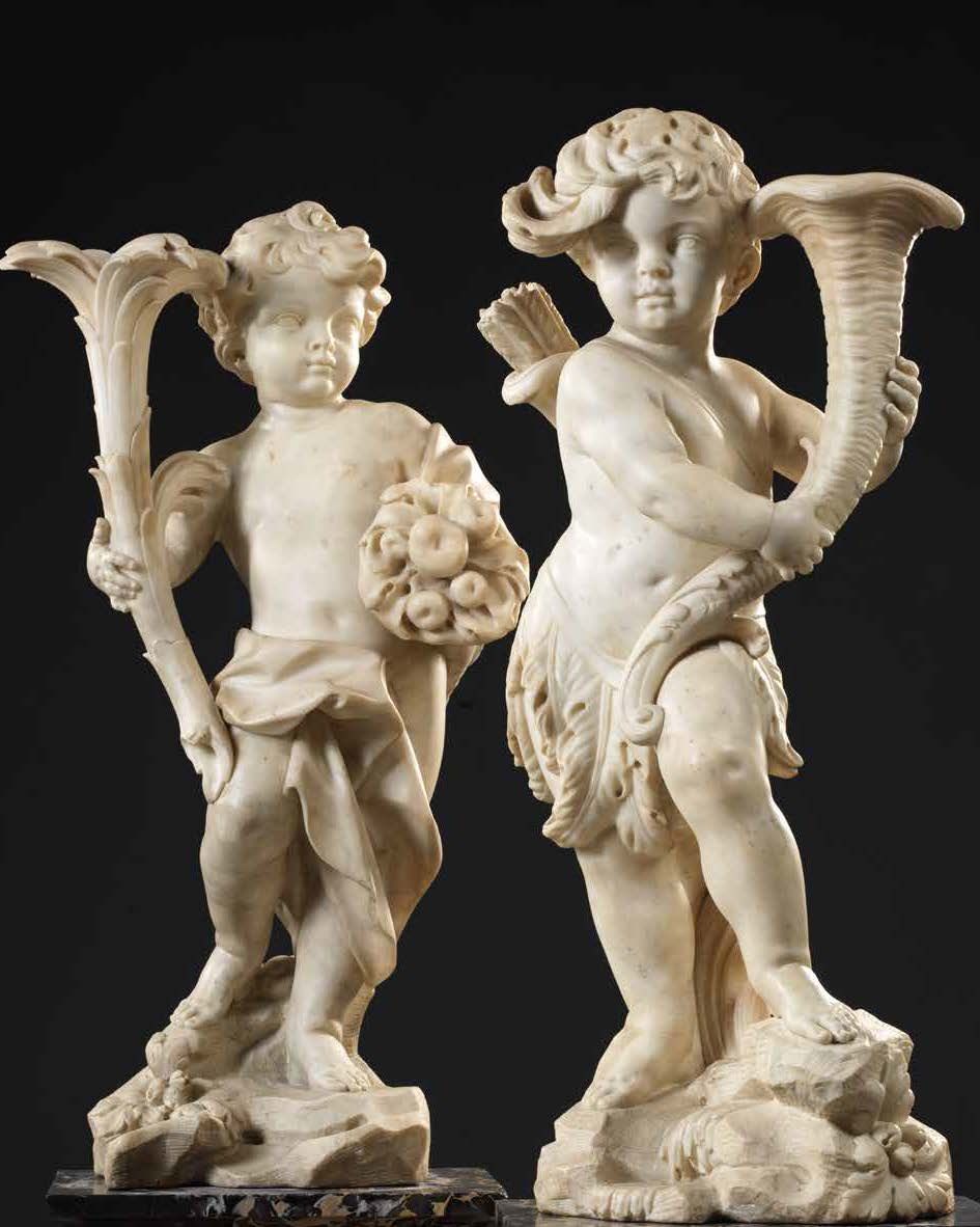 Attribué à FRANCESCO LADATTE (Turin, 1706-1787) PEACE AND WAR Pair of large alle&hellip;