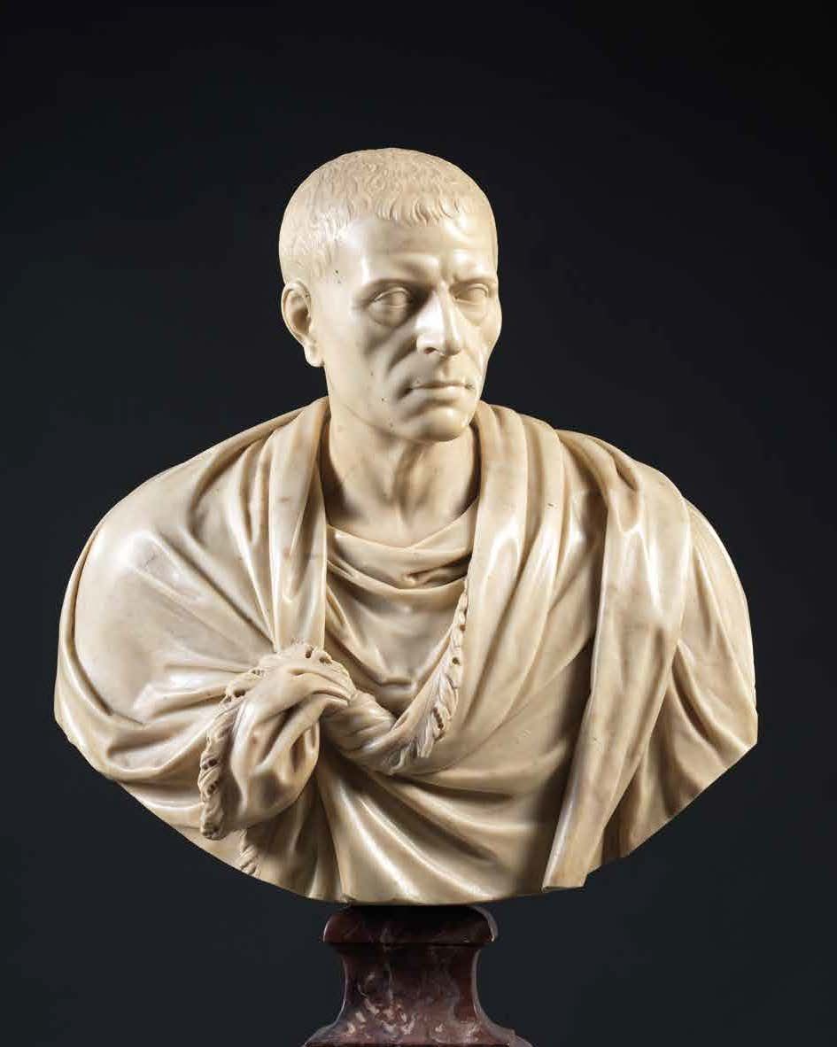 Null 形成对应关系的两座雕塑
of ROMAN STATESMAN BUSTE OF CICERON 意大利，17世纪末
白色大理石；仿大理石的彩绘木座
H&hellip;