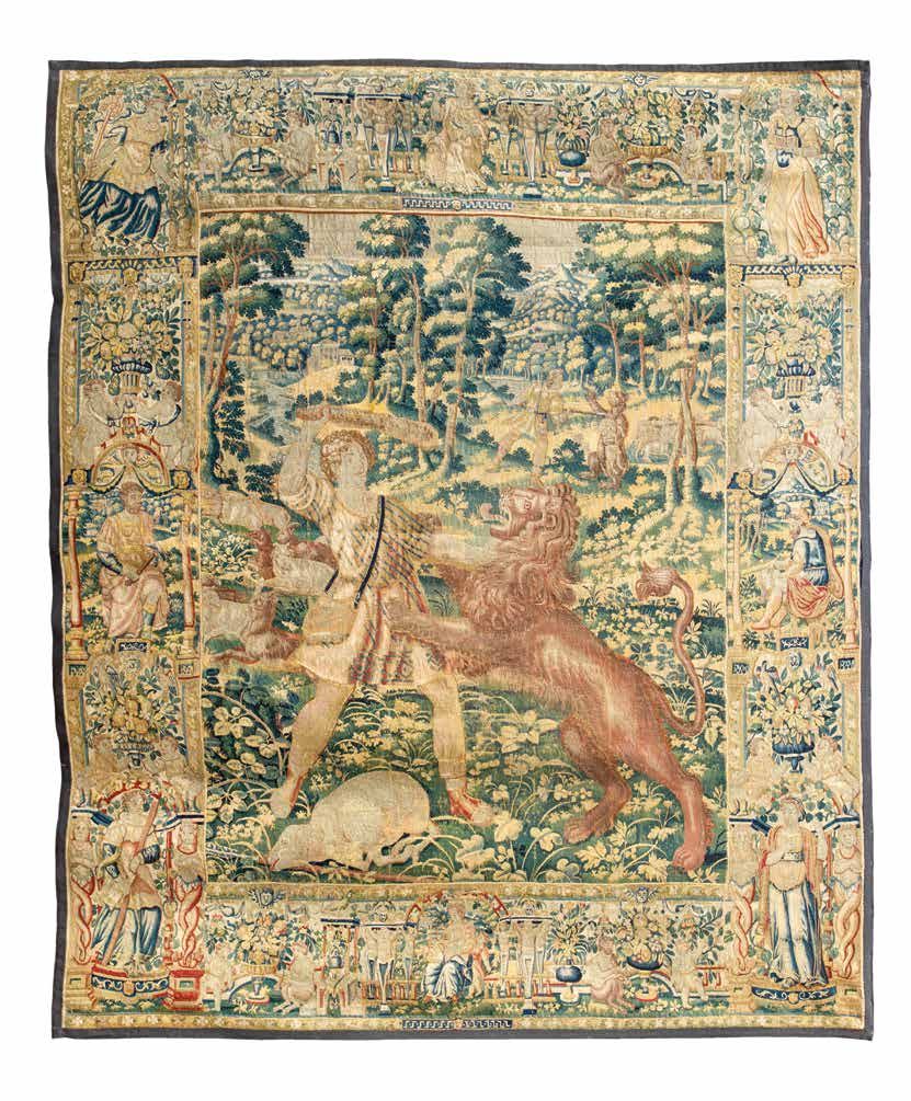 Null 赫拉克勒斯的作品循环 尼米亚的狮子；埃里曼特的野猪
佛兰德斯（布鲁塞尔？），十六世纪中期
羊毛
旧状态
353 x 289 cm
来源 波尔多城堡的前&hellip;