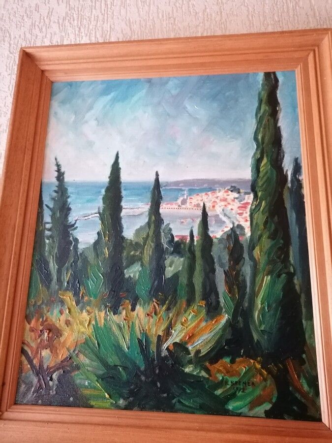 Null BRENER "paysage sud de la France", huile sur toile; On y joint "le jardin" &hellip;
