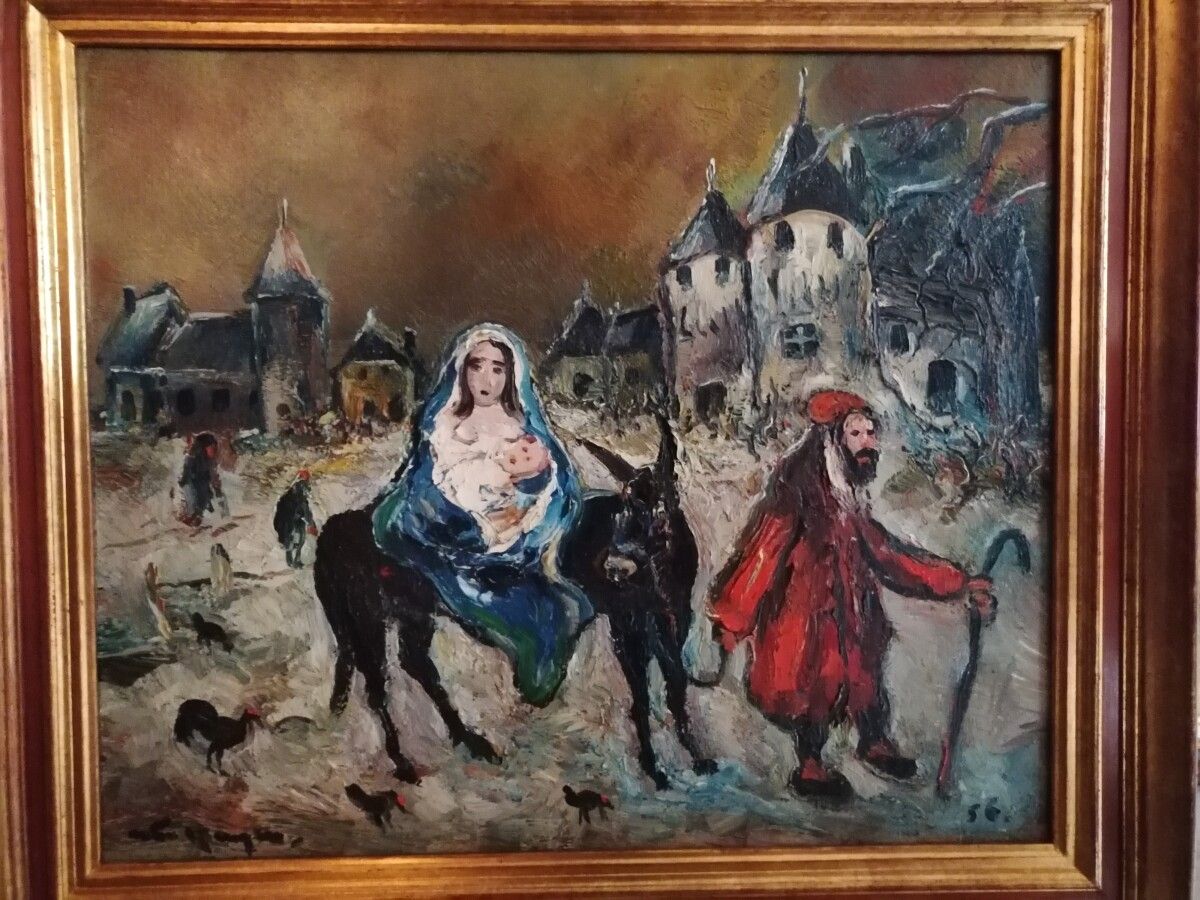Null Antoon KRUYSEN (1898-1977) "La huida a Egipto", óleo sobre lienzo firmado a&hellip;