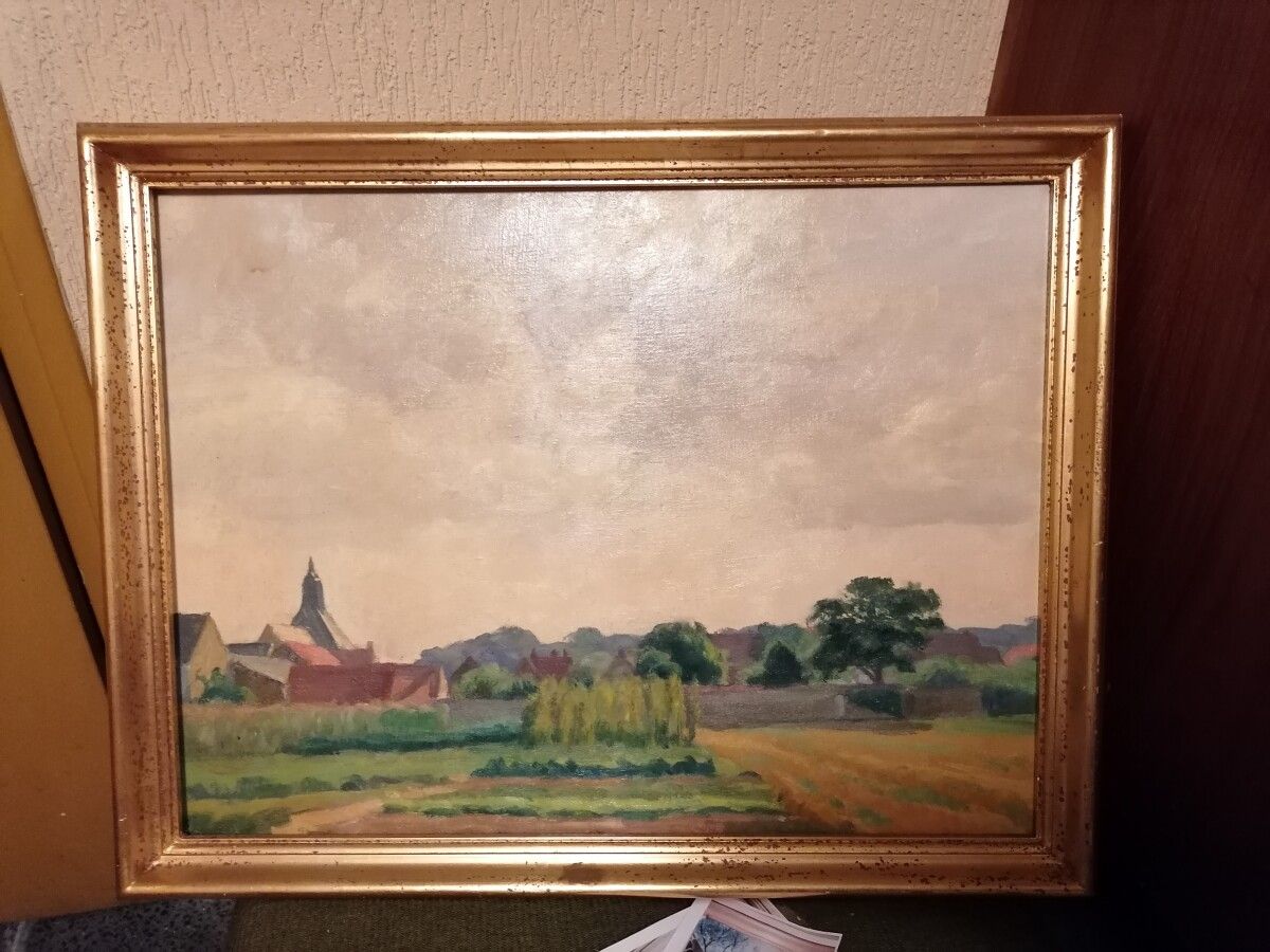 Null CAZANOVE "Paesaggio rurale" olio su tela 46x51 cm