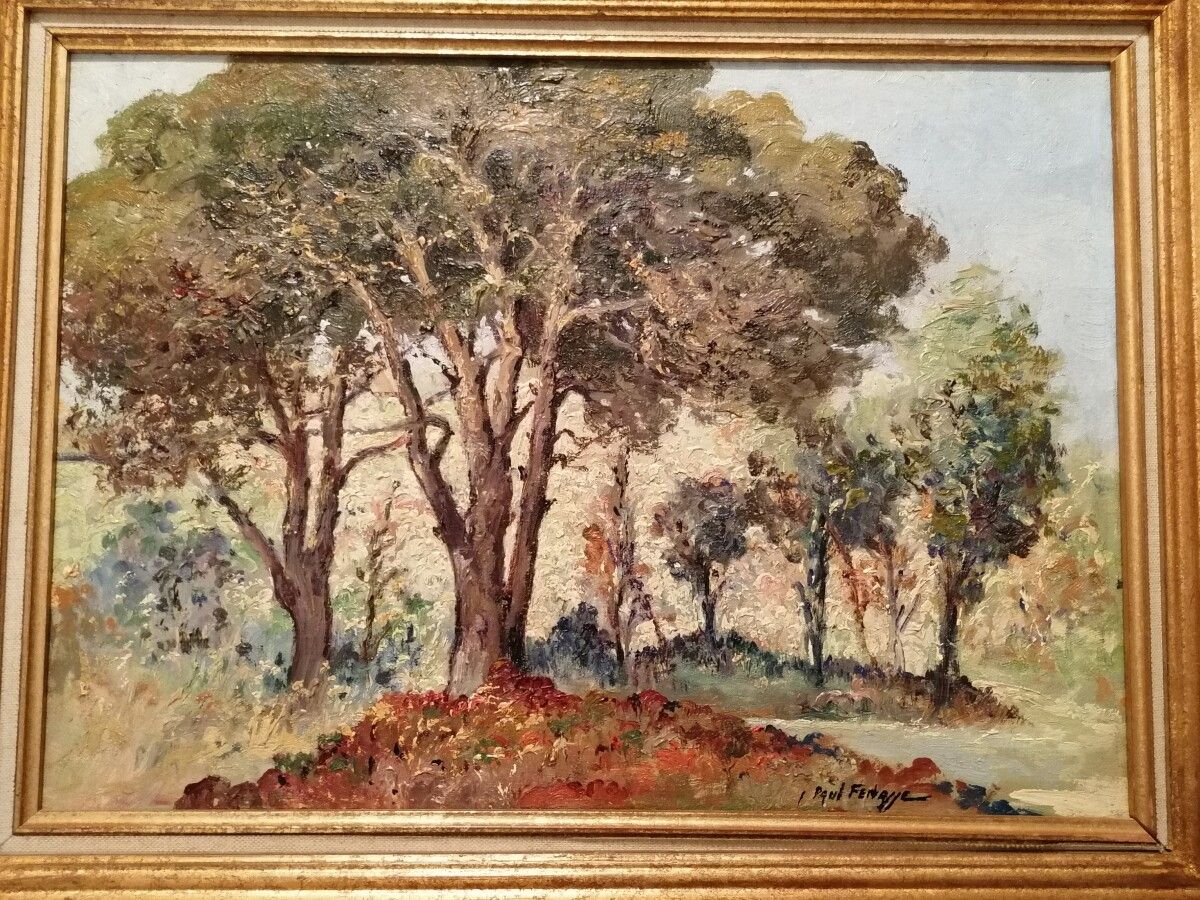 Null Paul FENASSE "landscape with trees" oil on canvas. 32x45 cm