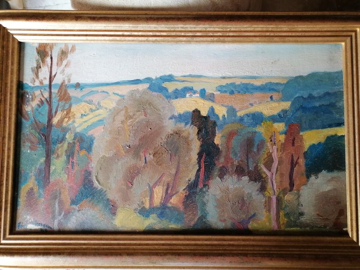 Null Henri CLEMENT-SERVEAU (1886-1972) "Paysage de campagne", huile sur panneau.&hellip;