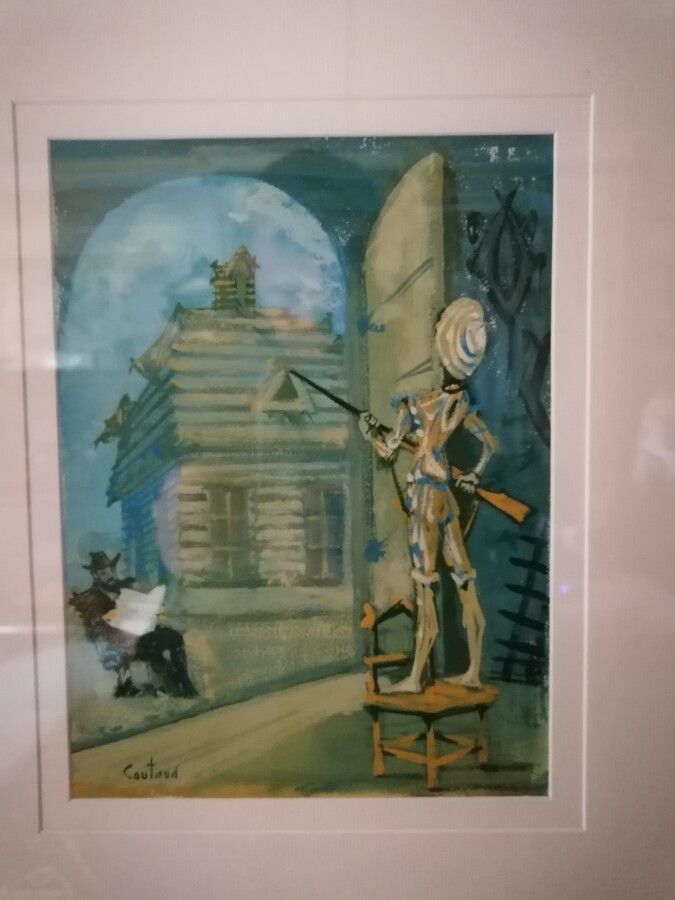Lucien COUTAUD (1904-1977) "La sentinelle", gouache sur papier. 25x18,5 cm