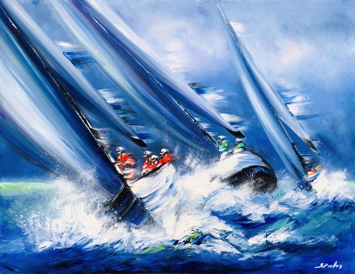Null 斯帕恩-维克多 ( 1949 )
海上的竞赛。
布面油画，右下角有签名。
89 x 116 cm