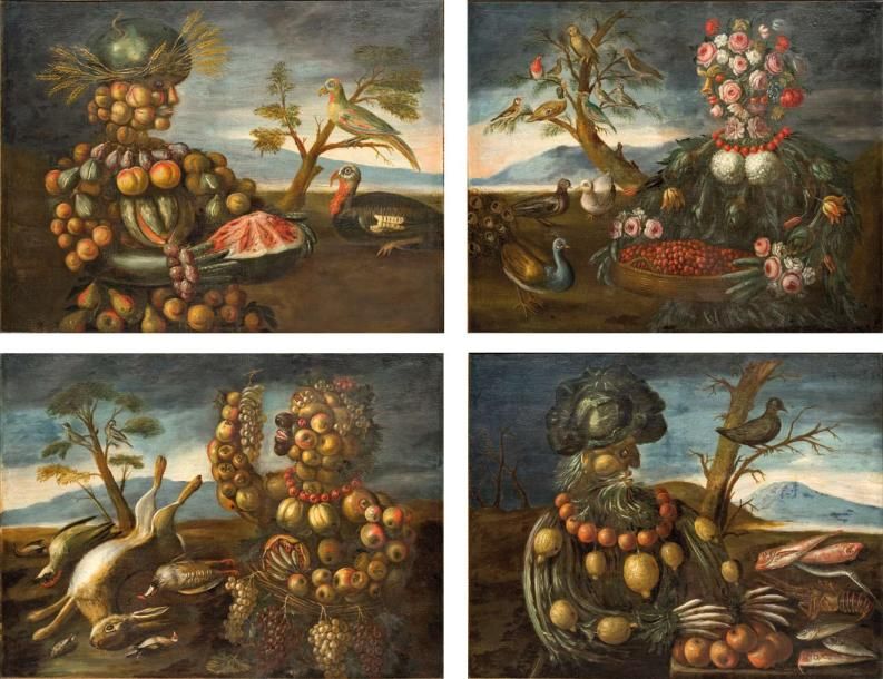 Ecole Italienne du 17è suiveur de Giuseppe Arcimboldo Les quatre saisons Suite d&hellip;