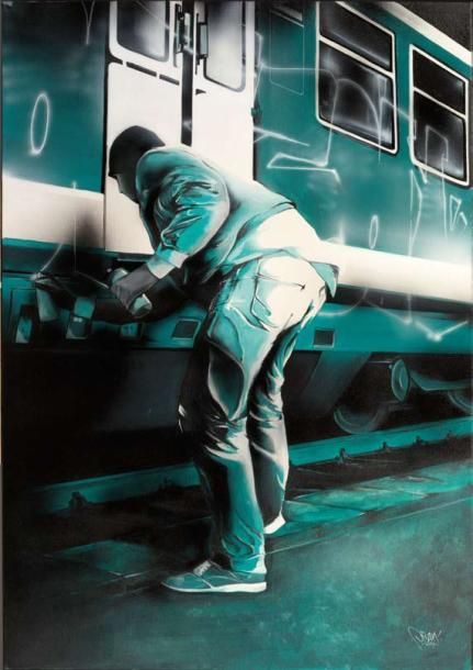 ORIZON (né en 1984) Train 06 2012 Technique mixte sur toile Signée en bas à droi&hellip;