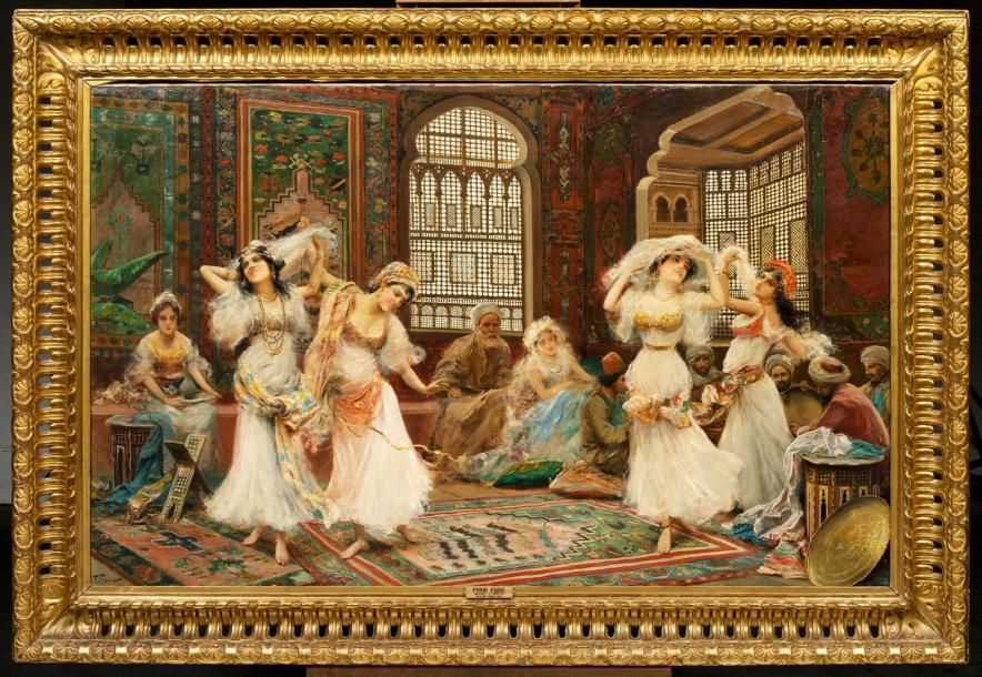 Fabio FABBI (1861-1946) Danse au harem Huile sur toile, signée en bas à gauche 9&hellip;