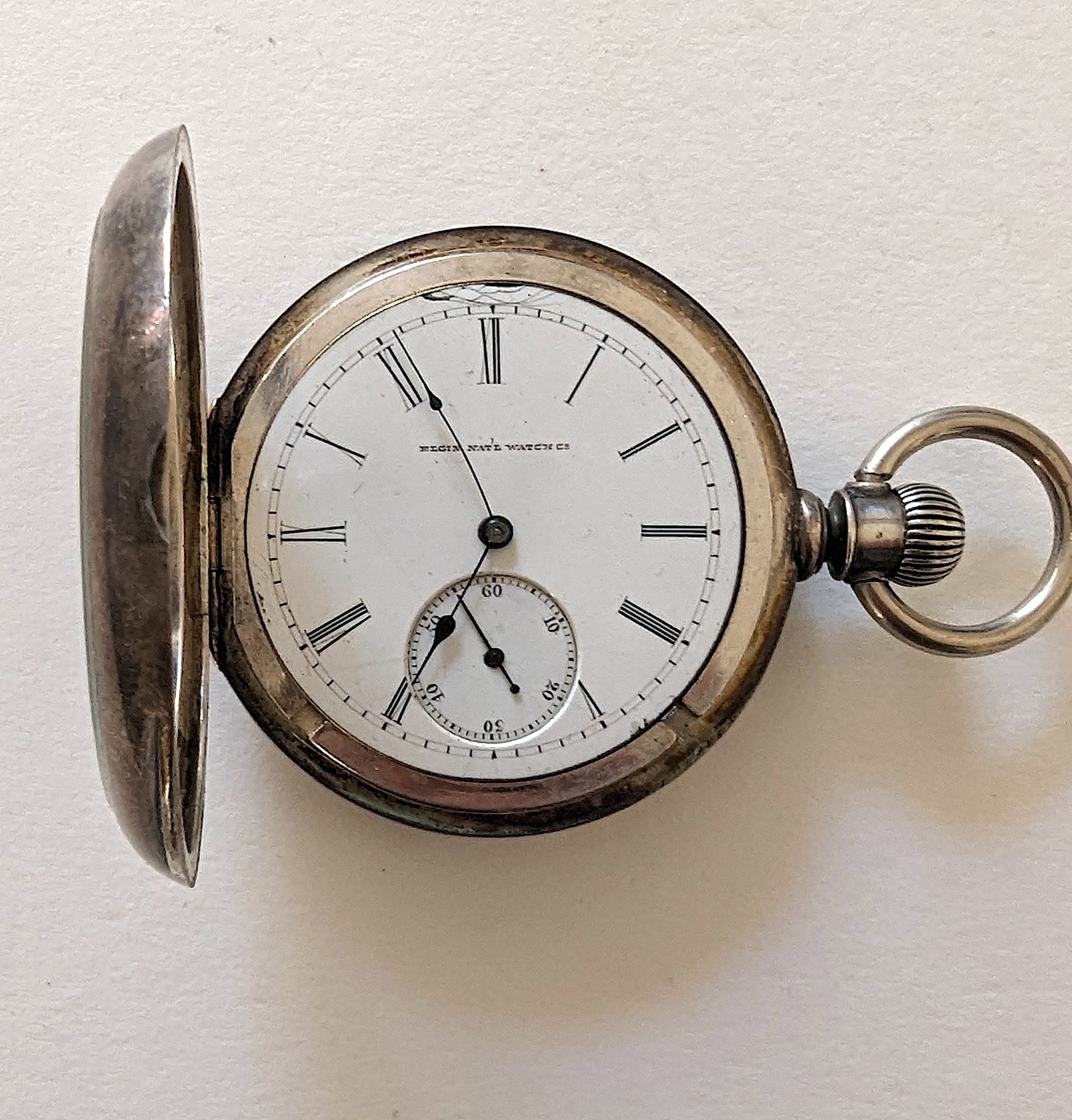 Antique Silver Coin Pocket Watch ELGIN Provenance from the estate of a deceased &hellip;