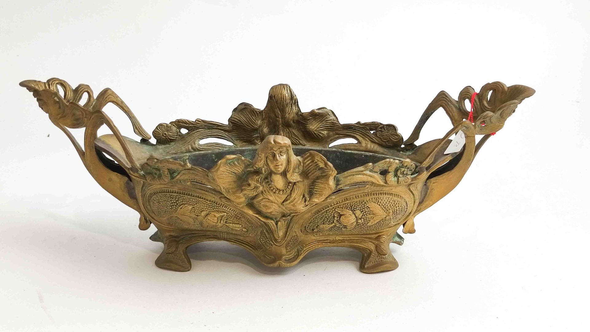 Null Antico vaso da giardino in ottone Art Nouveau con inserto originale, dimens&hellip;