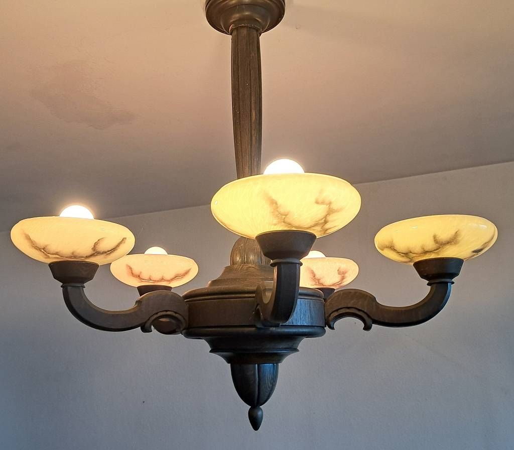 Null Lampe de plafond à 5 branches, dimensions env. 85cm de haut, Ø par abat-jou&hellip;