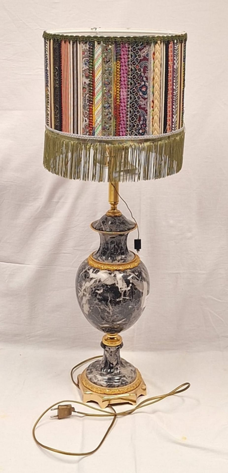 Null Lampe de table XL antique, marbre Verde, bronze doré style Directoire avec
&hellip;