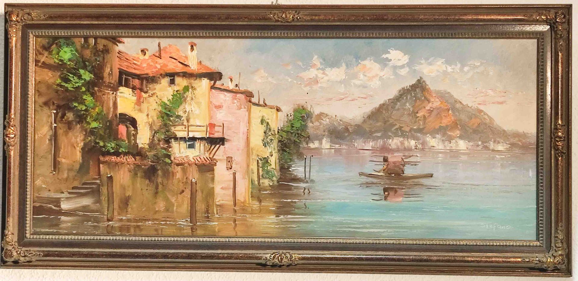 Null Stefano, peinture à l'huile Peinture Gandria sur le lac de Lugano. Format h&hellip;