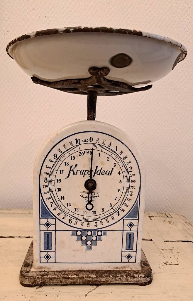 Null Ancienne balance de cuisine Krups Ideal Porzellan DRGM vers 1900 Céramique &hellip;