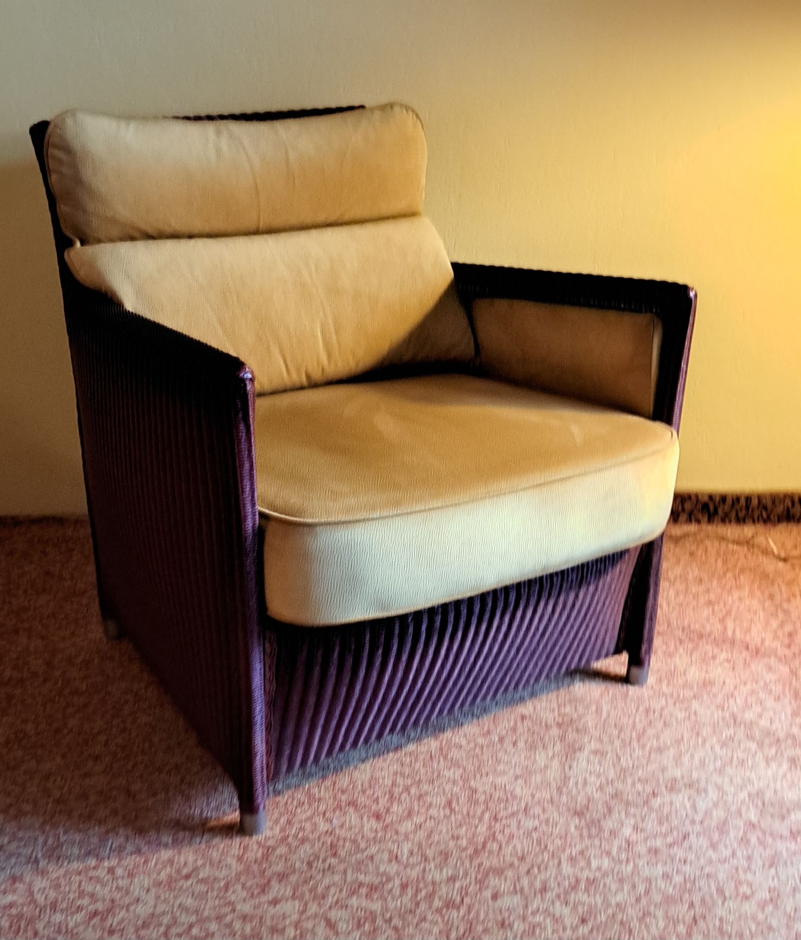 Null Fauteuil design en polyrattan, chaise couleur aubergine, revêtement curry, &hellip;