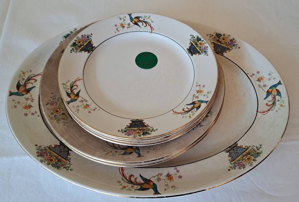 Null 7 pièces de vaisselle anglaise antique en céramique Palissy, dimensions 1x &hellip;