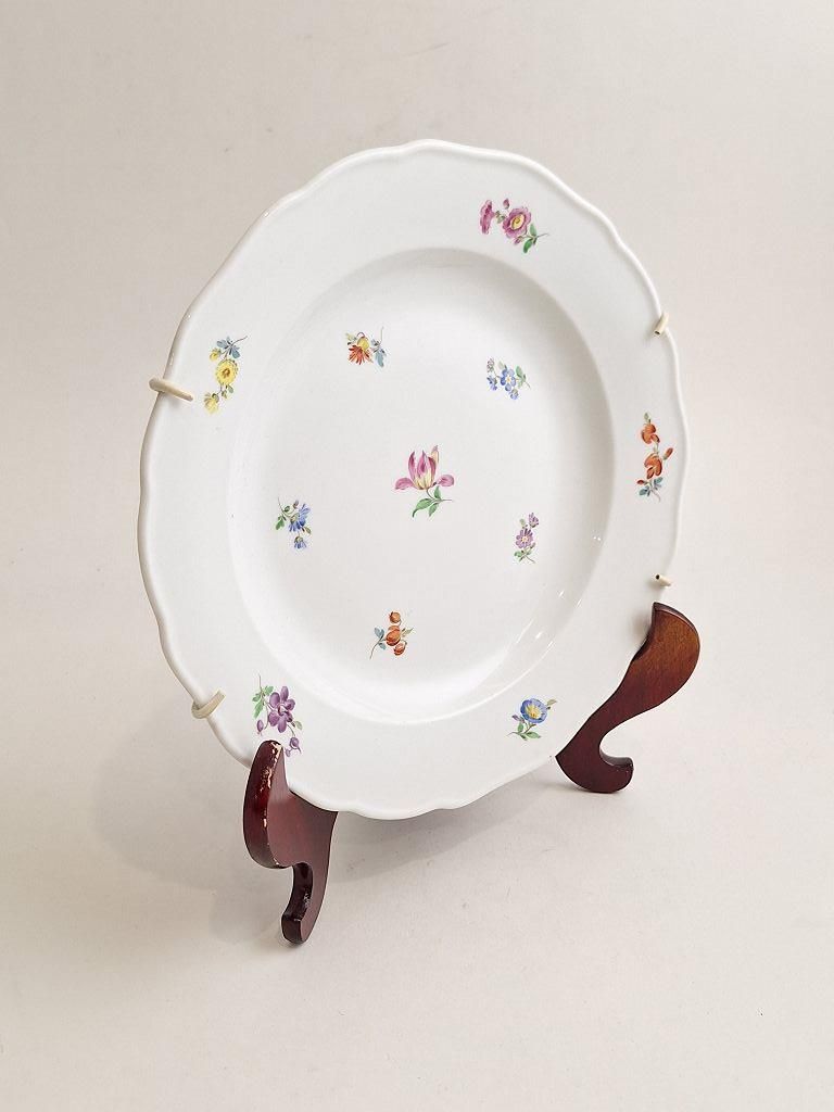 Null Ancienne porcelaine de Meissen peinture florale profonde, Ø env. 24,8cm, tr&hellip;