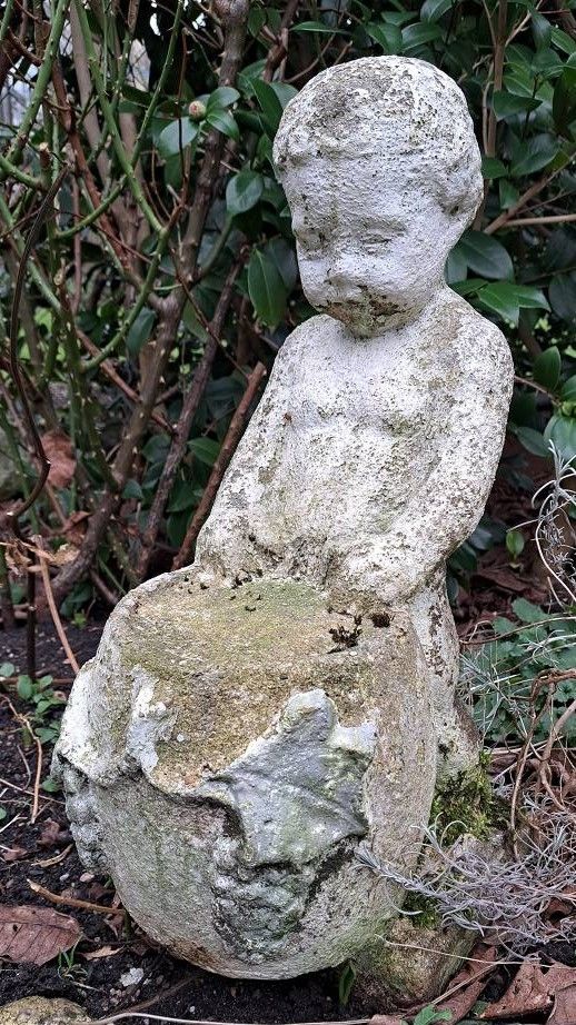Null Sculpture de jardin antique support de pot de fleurs, verm. Fonte de pierre&hellip;