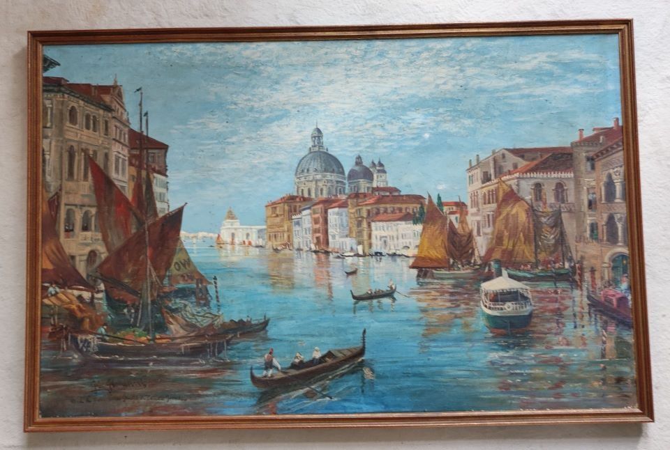 Null G. Giovanni peinture à l'huile, motif Venise, Canal Grande, dimensions du c&hellip;