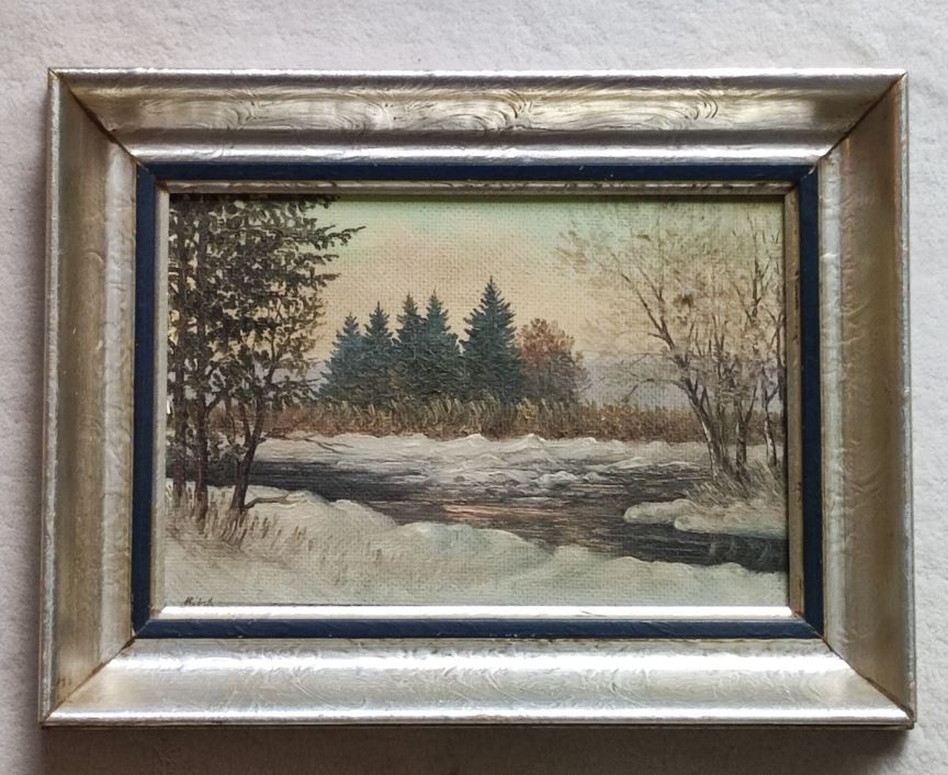 Null Peinture à l'huile Paysage d'hiver, inconnue. Artiste, huile sur panneau, a&hellip;