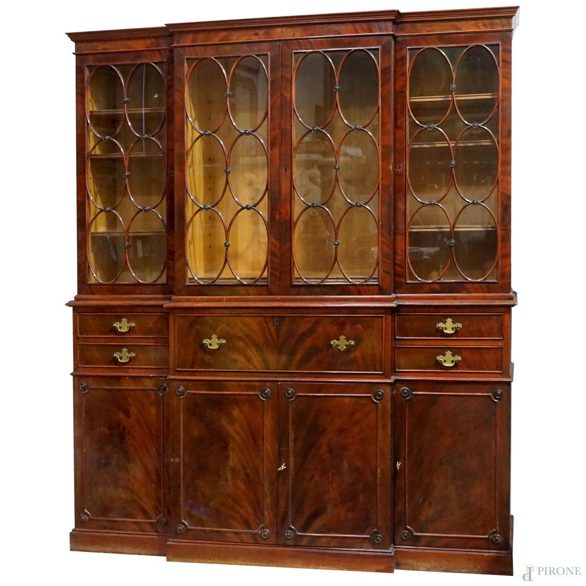 Null Mahogany bookcase, England, early 20th century, upper part with four glass-&hellip;