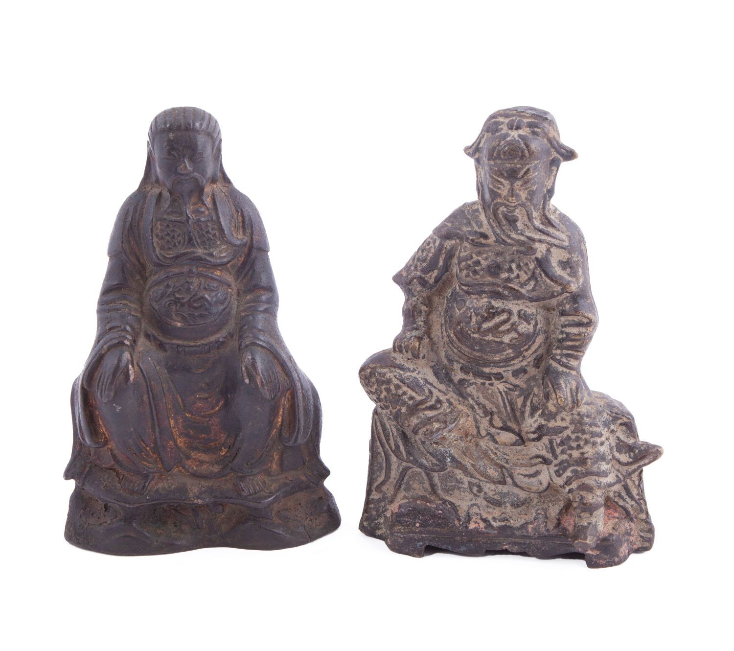 Two Chinese Qing Dynasty Bronze Warriors Deux figurines en bronze représentant d&hellip;