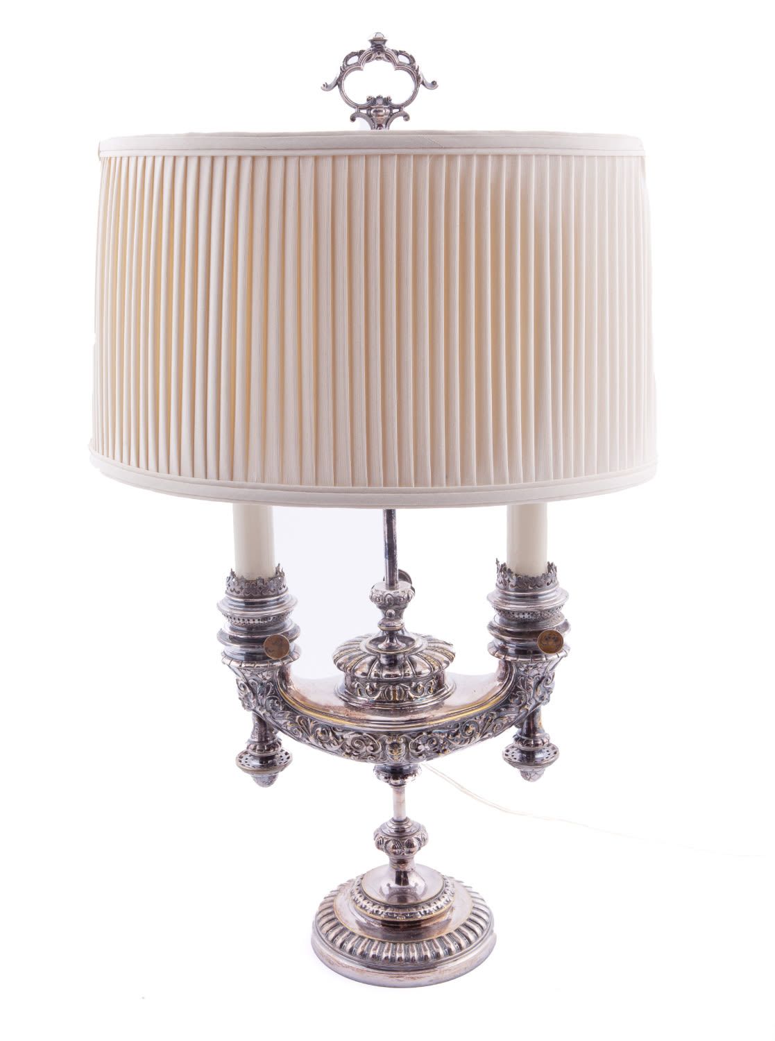 Antique Silver Candlestick Electrified Table Lamp Base en argent avec un élégant&hellip;
